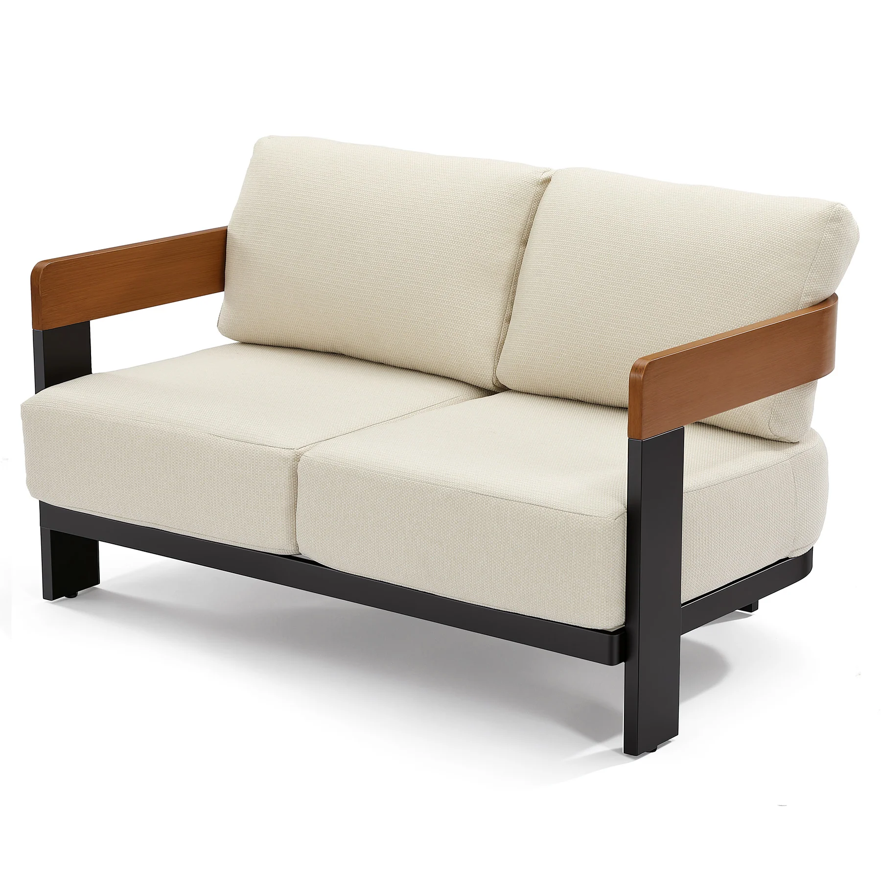 Patio Sofa Loveseat, Outdoor 2-Seater U-Shape Chair with Cushions - Image 11