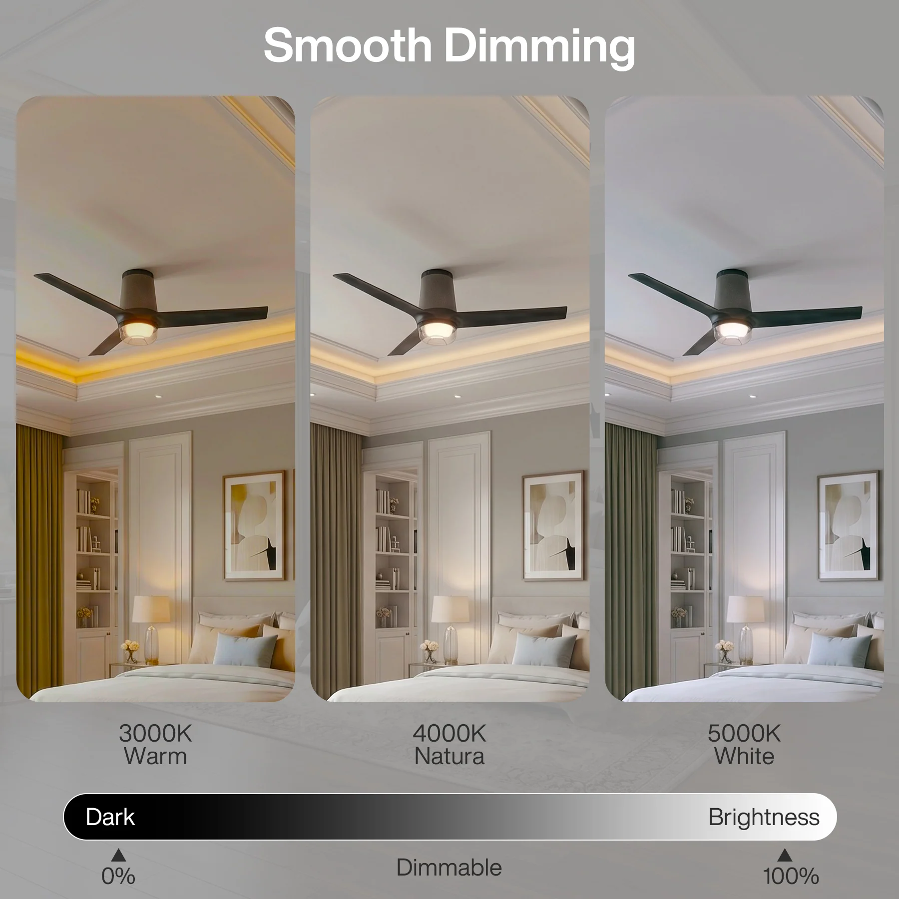 52" Ceiling Fan with RGB Light - 44 Dynamic Colors via App, Stepless Dimming 3CCT - Image 4
