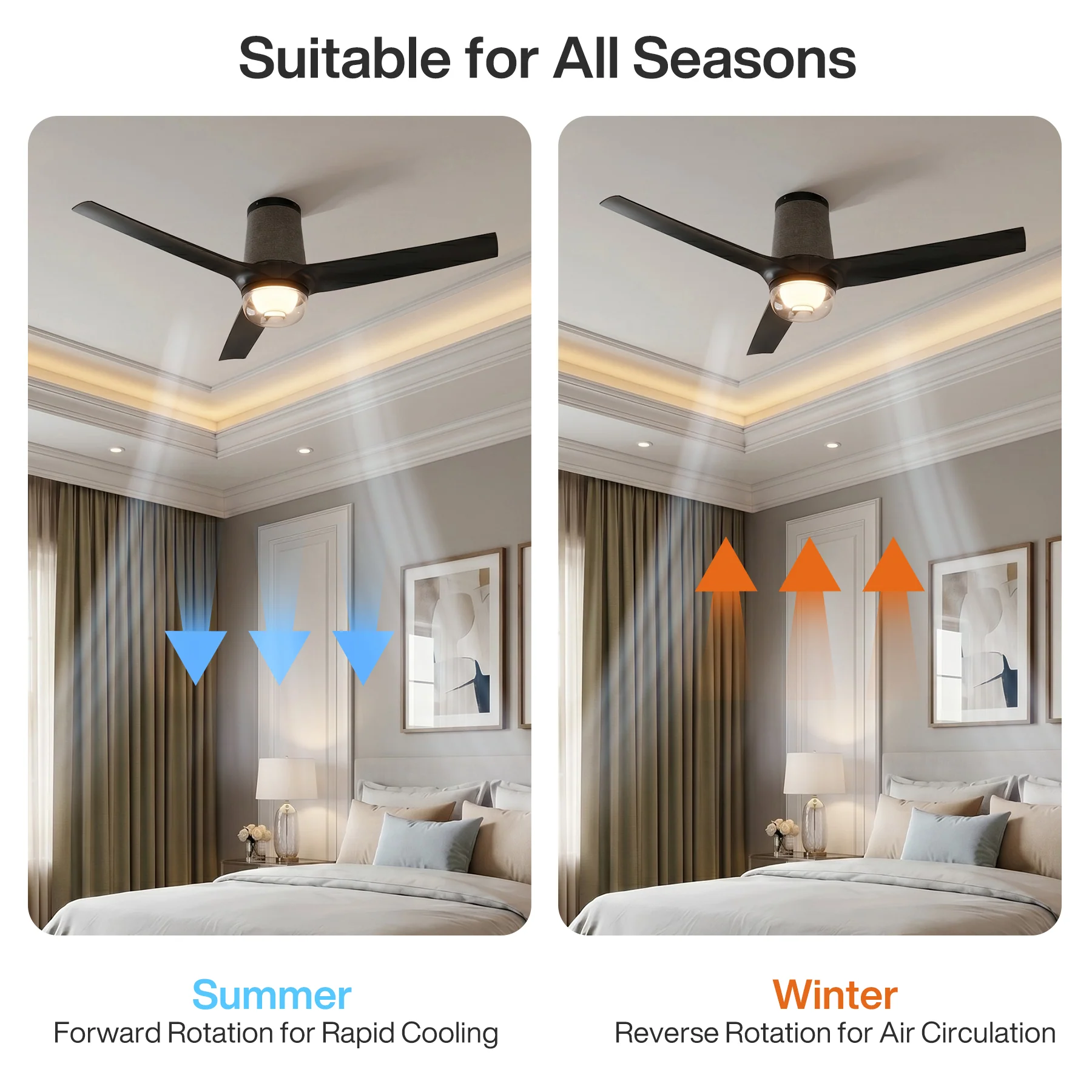 52" Ceiling Fan with RGB Light - 44 Dynamic Colors via App, Stepless Dimming 3CCT - Image 8