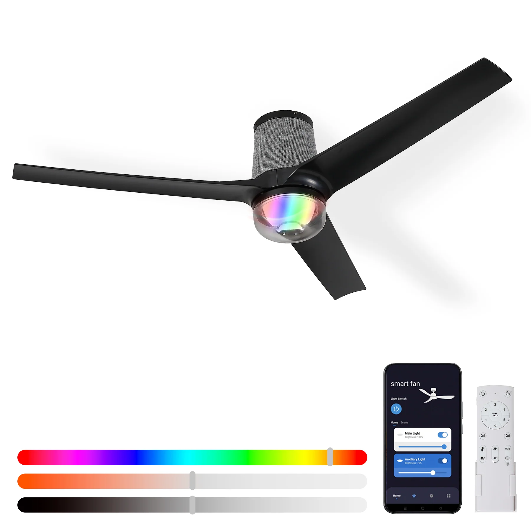 52" Ceiling Fan with RGB Light - 44 Dynamic Colors via App, Stepless Dimming 3CCT - Image 9