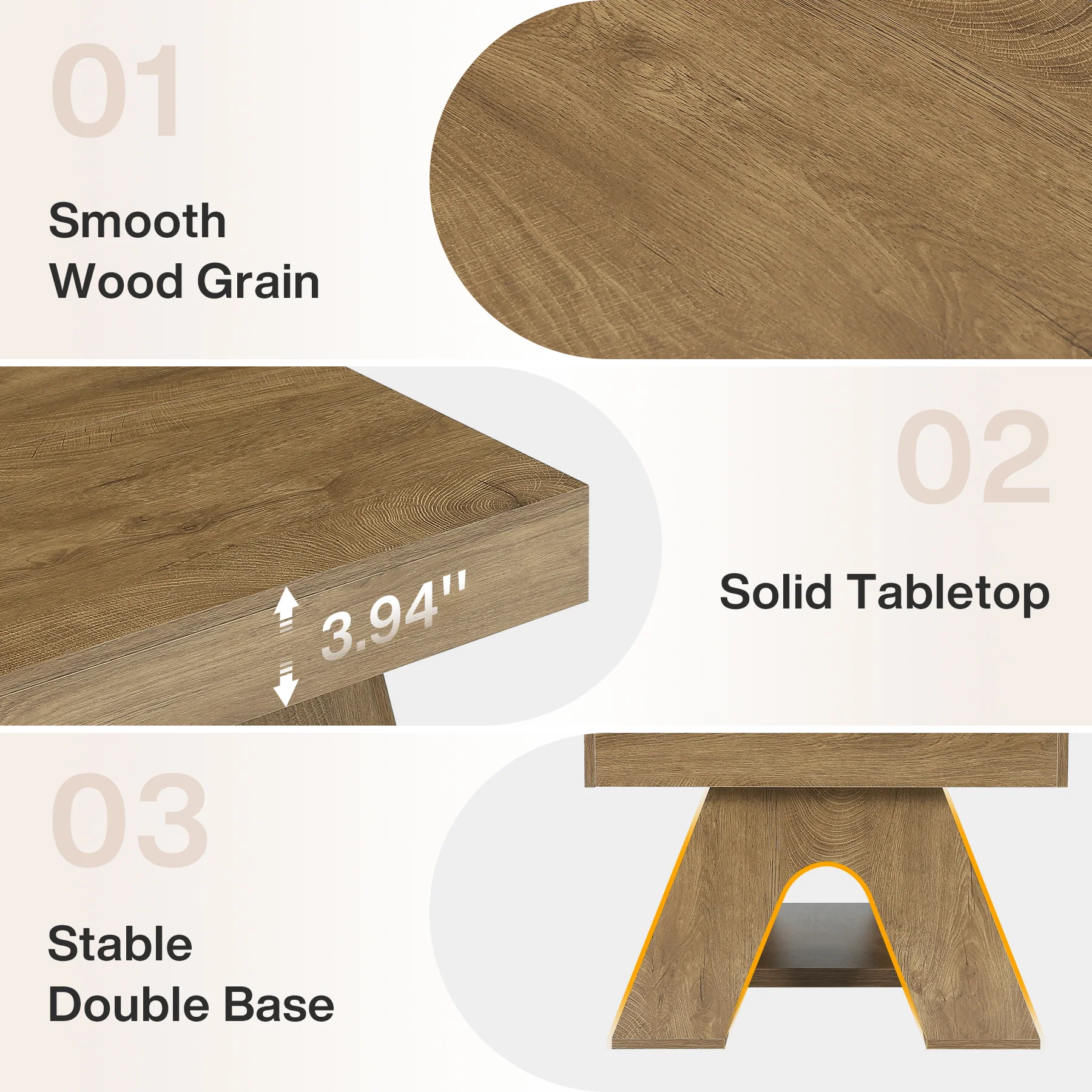 Tribesigns 55.1-Inch Farmhouse Coffee Table with Storage Shelf, Large Rectangle Center Table for Living Room - Image 4