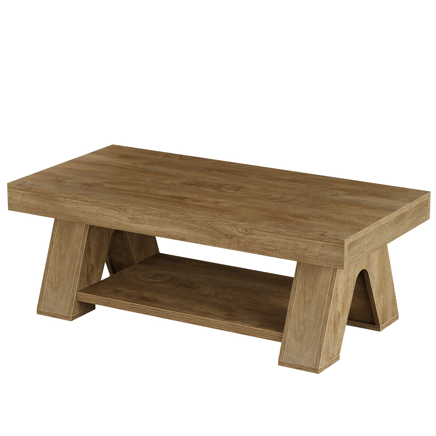 Tribesigns 55.1-Inch Farmhouse Coffee Table with Storage Shelf, Large Rectangle Center Table for Living Room - Image 9