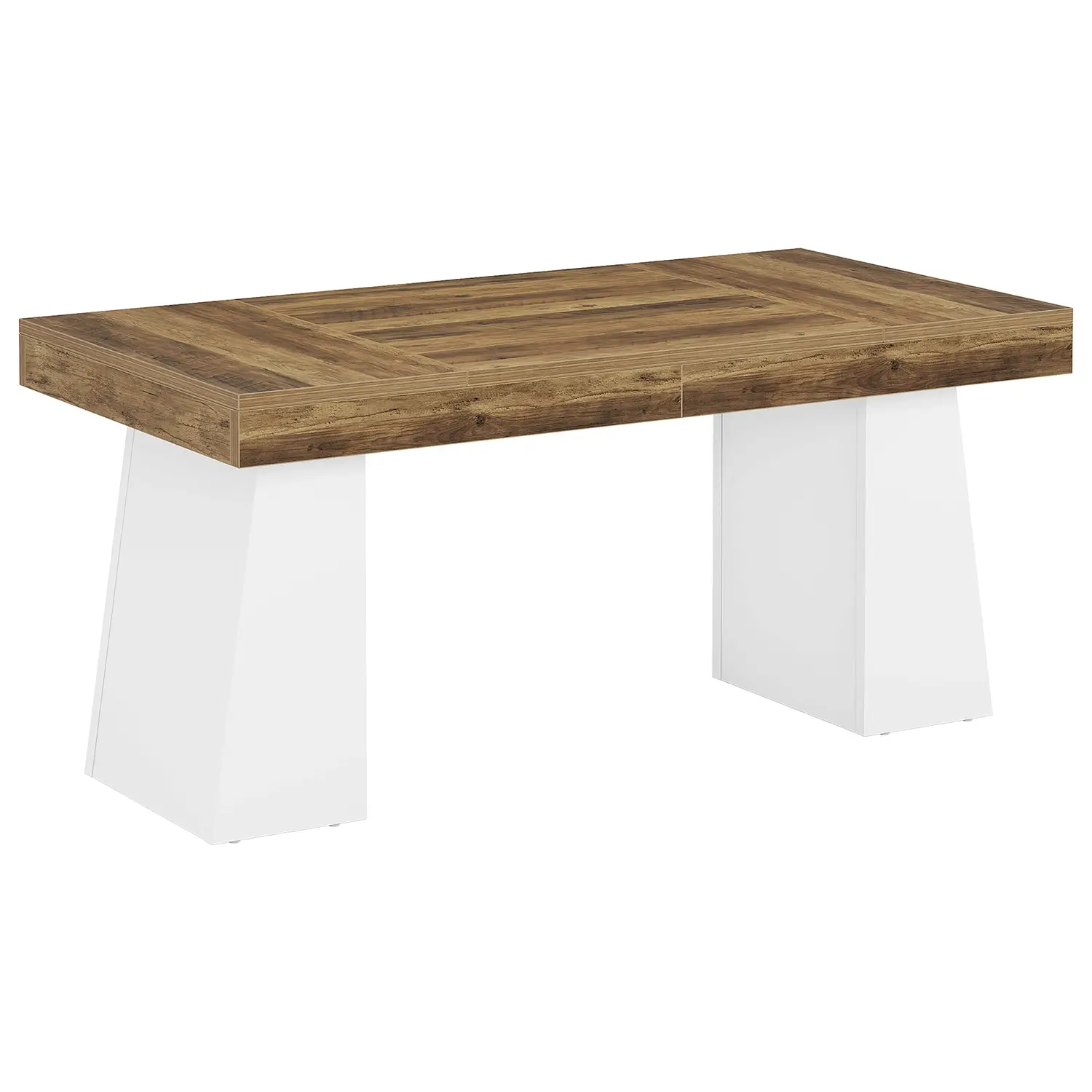 55" Executive Desk with Double Trapezoid Base, Modern Wooden Computer Desk for Home Office - Image 28