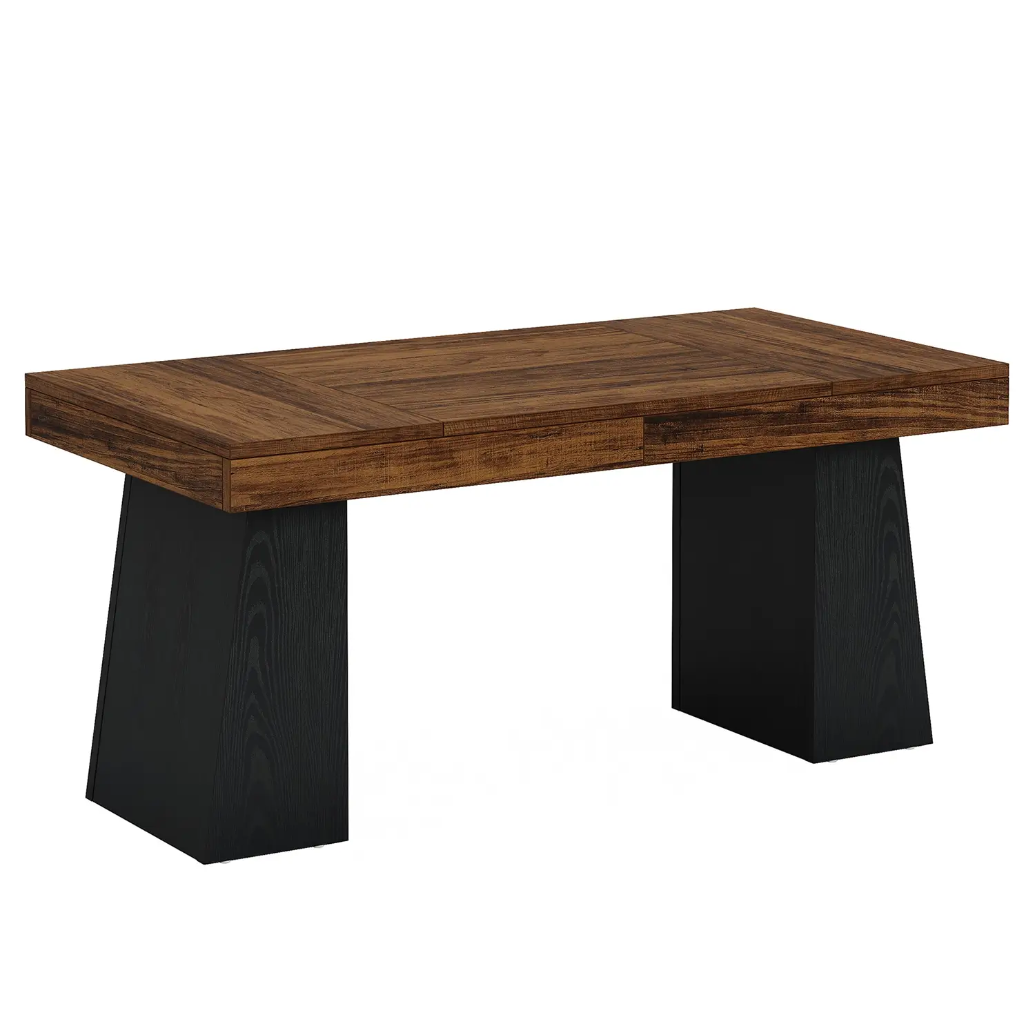 55" Executive Desk with Double Trapezoid Base, Modern Wooden Computer Desk for Home Office - Image 36