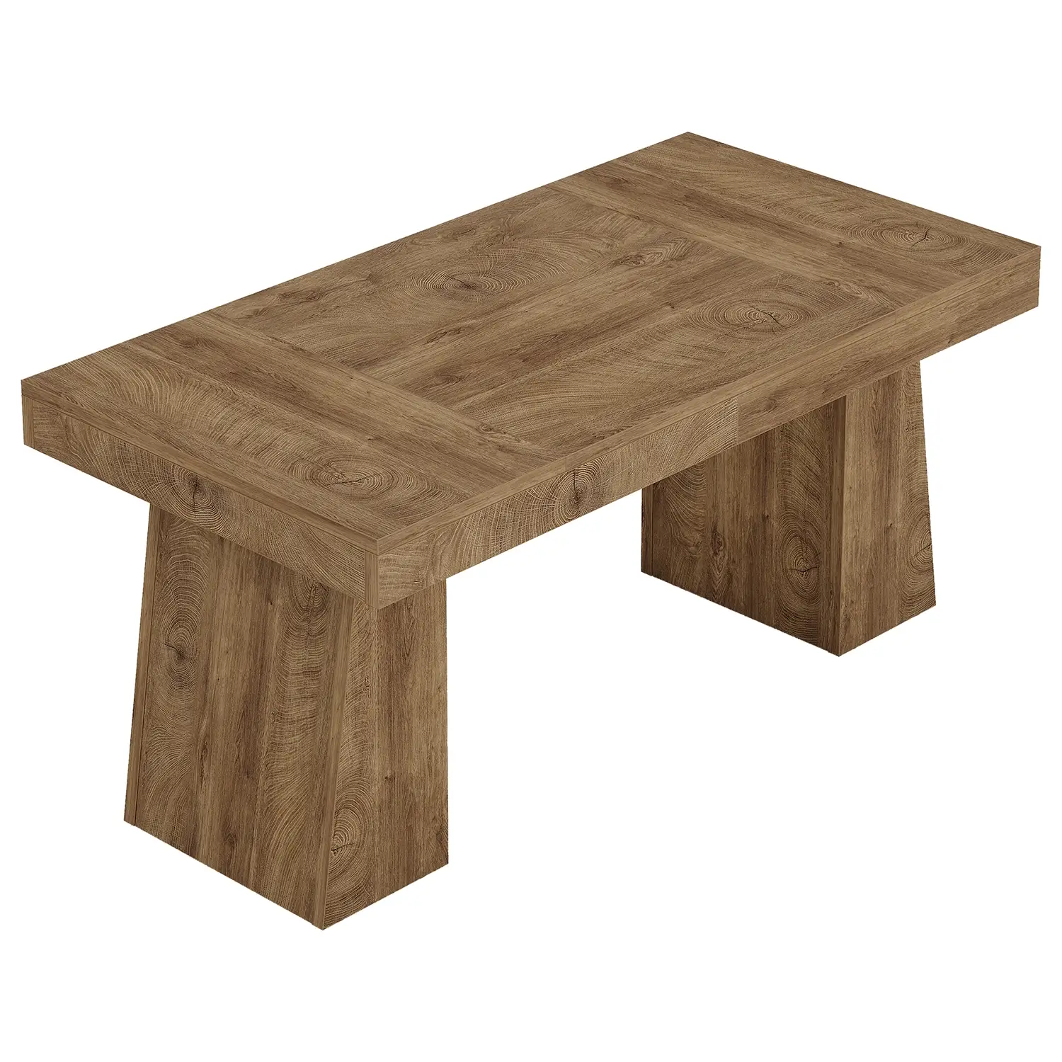 55" Executive Desk with Double Trapezoid Base, Modern Wooden Computer Desk for Home Office - Image 43
