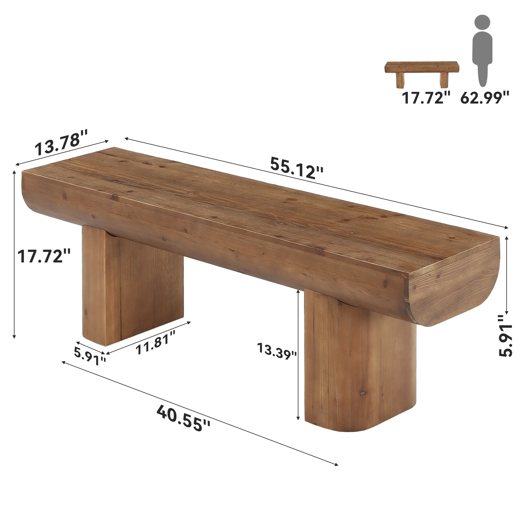 55" Solid Wood TV Stand, Farmhouse Entertainment Center for TVs up to 65" for Living Room - Image 2