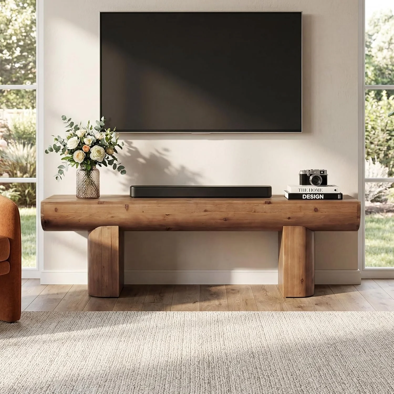 55" Solid Wood TV Stand, Farmhouse Entertainment Center for TVs up to 65" for Living Room - Image 3