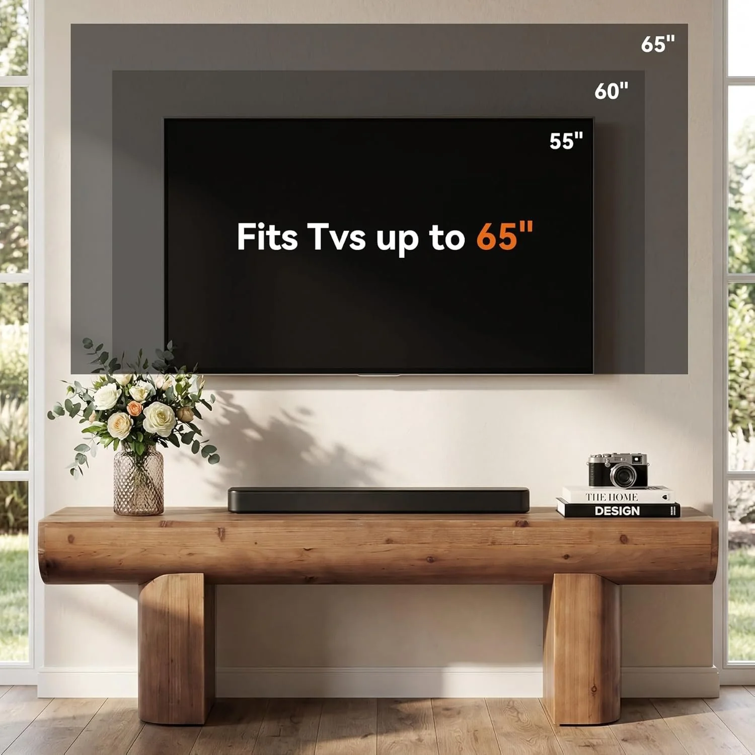 55" Solid Wood TV Stand, Farmhouse Entertainment Center for TVs up to 65" for Living Room - Image 7