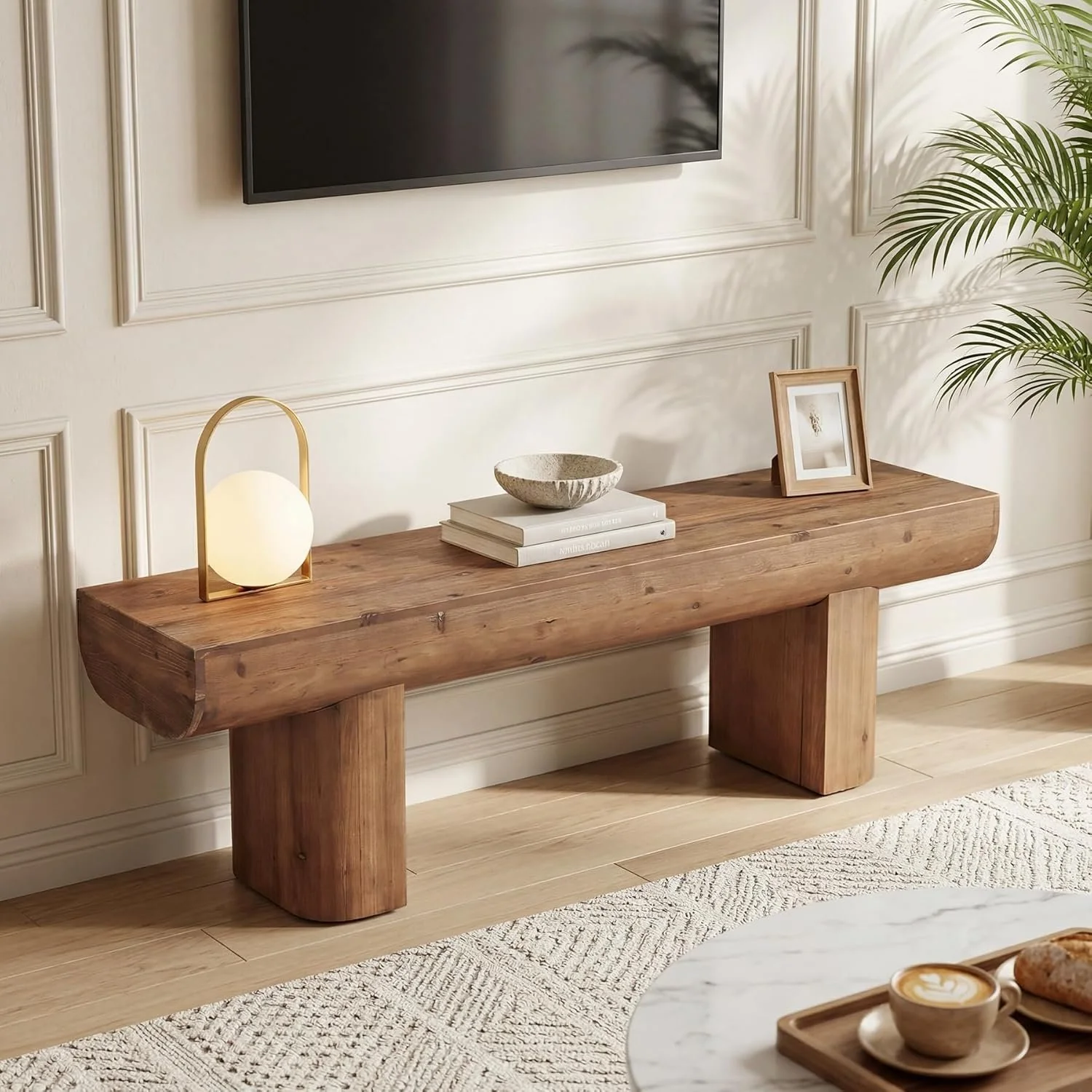 55" Solid Wood TV Stand, Farmhouse Entertainment Center for TVs up to 65" for Living Room - Image 8