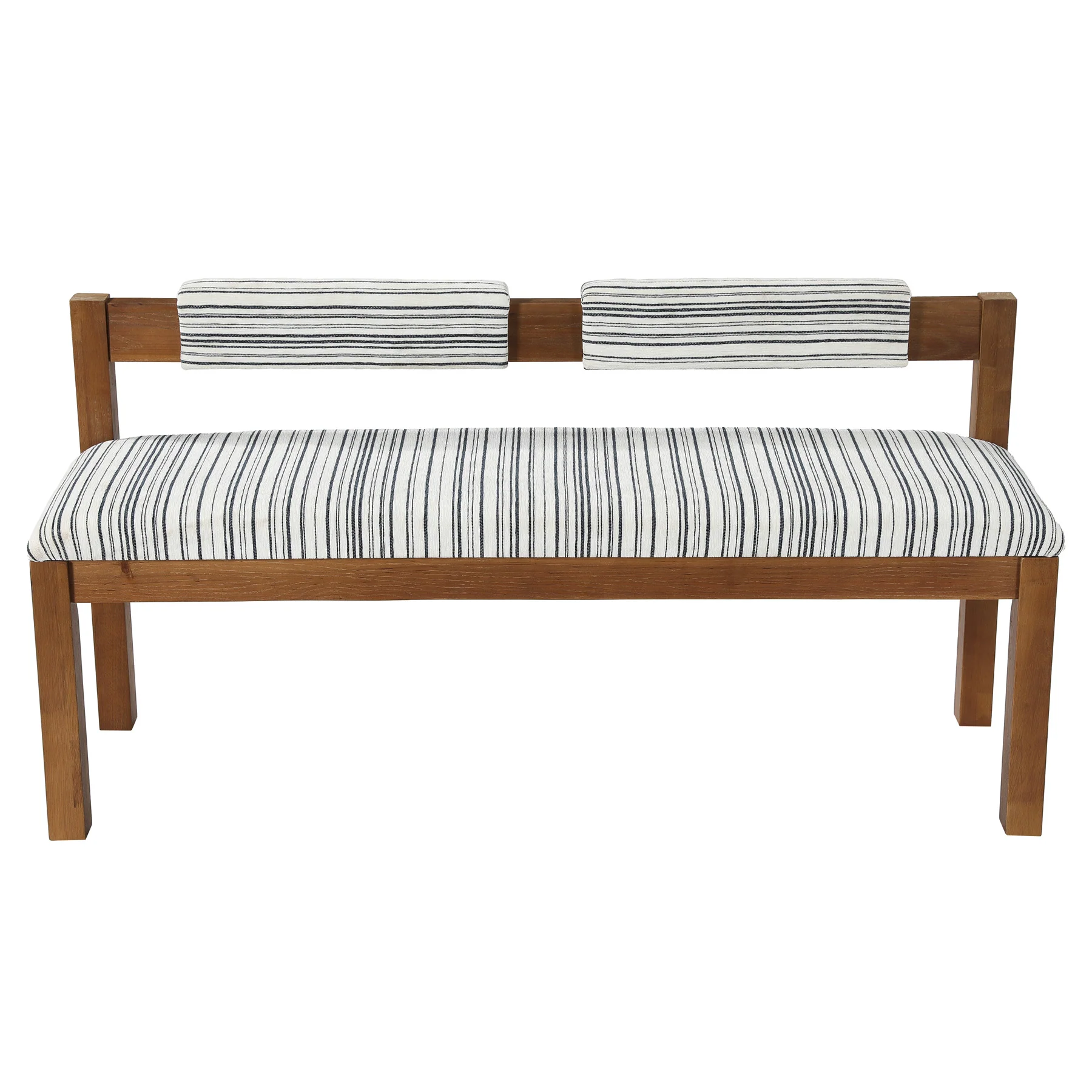 Wood Dining Bench, 55" Upholstered Kitchen Bench with Backrest & Chenille Cushion - Image 8