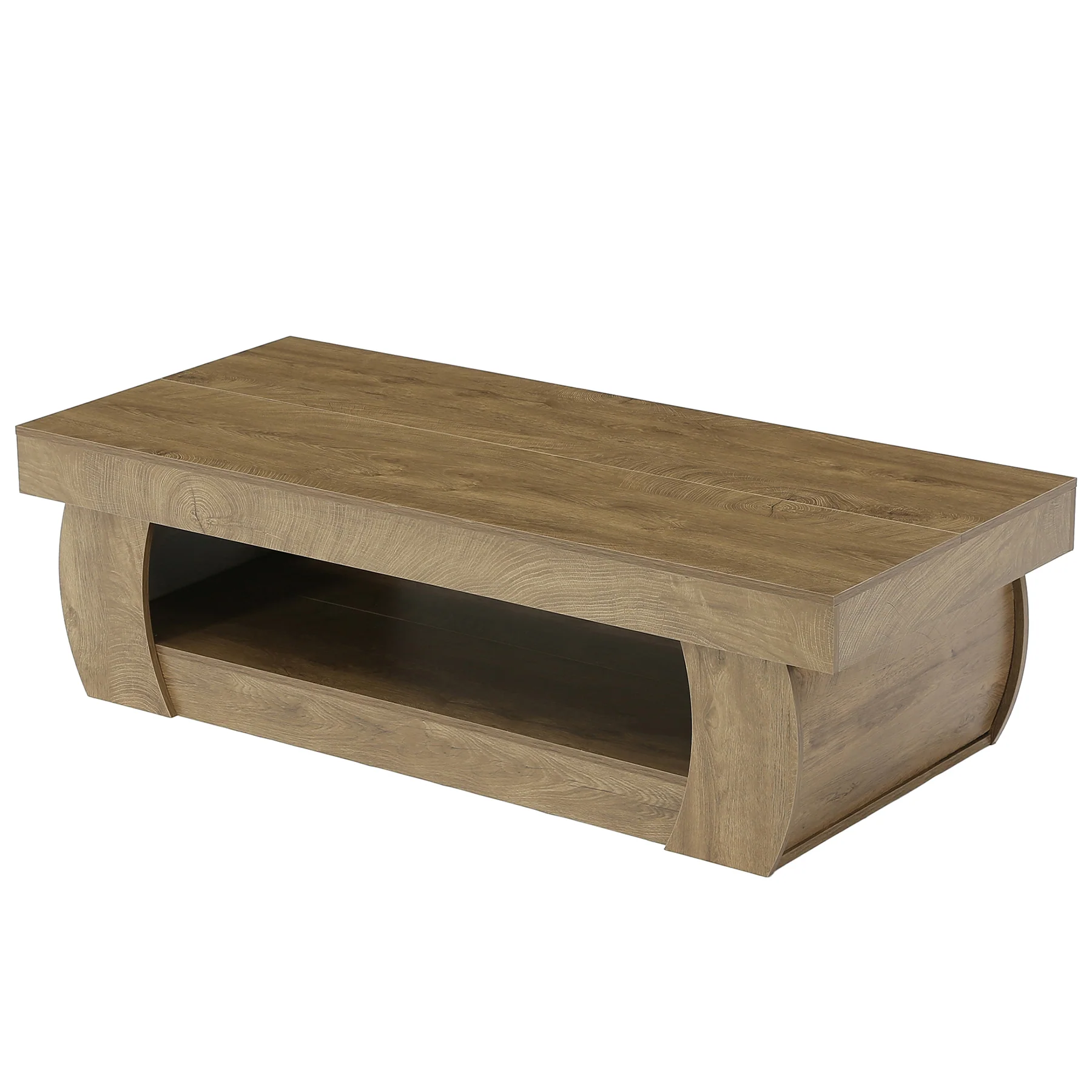 Tribesigns 55-Inch Wooden Coffee Table with 2-Tier Storage Shelf and Curved Legs, Modern Farmhouse Center Table for Living Room and Apartment - Image 8