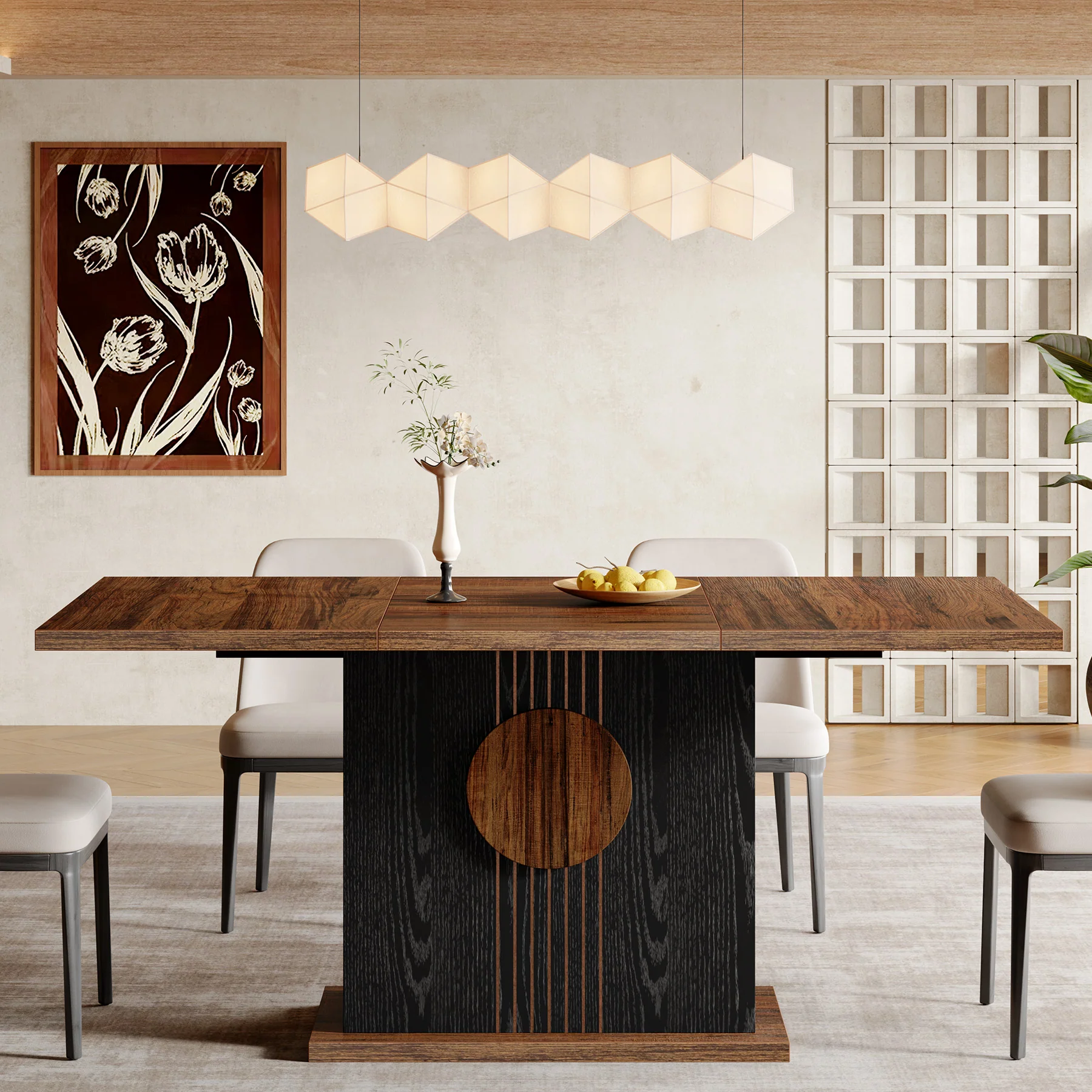 55" Rectangular Dining Table for 4–6 People, Farmhouse Wood Kitchen Table - Image 10