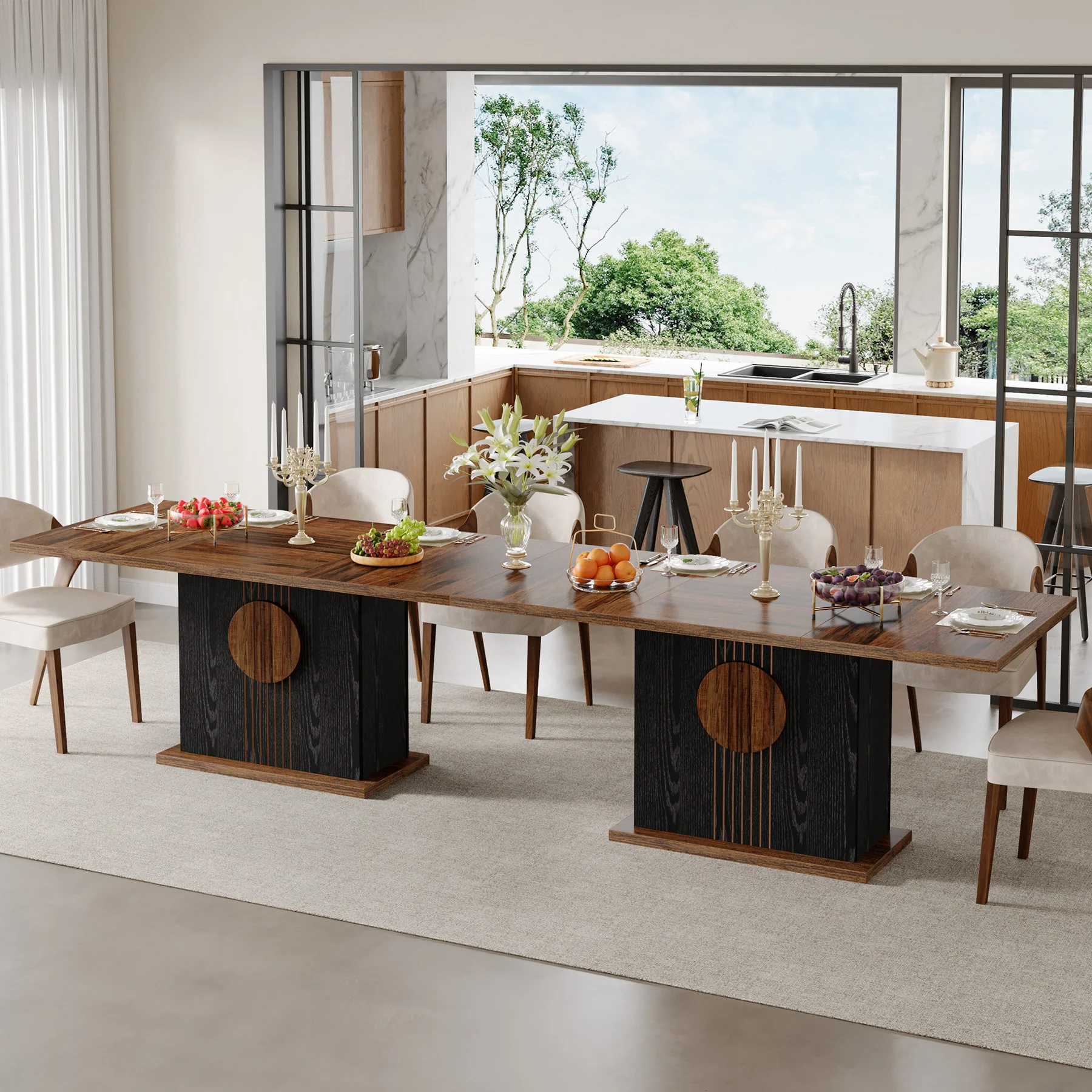 55" Rectangular Dining Table for 4–6 People, Farmhouse Wood Kitchen Table - Image 17