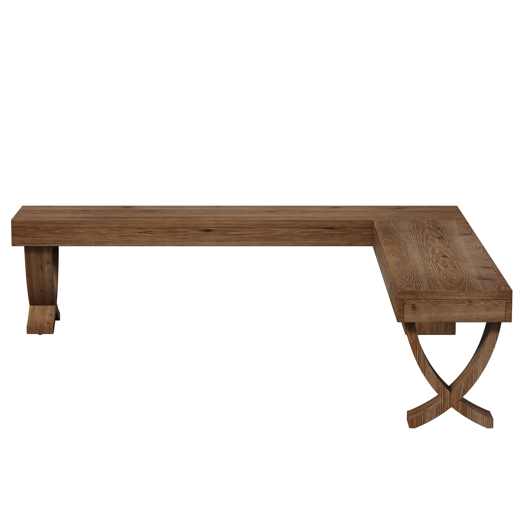 55" L-Shaped Corner Bench, Farmhouse Nook Dining Bench with X-Shaped Leg - Image 8