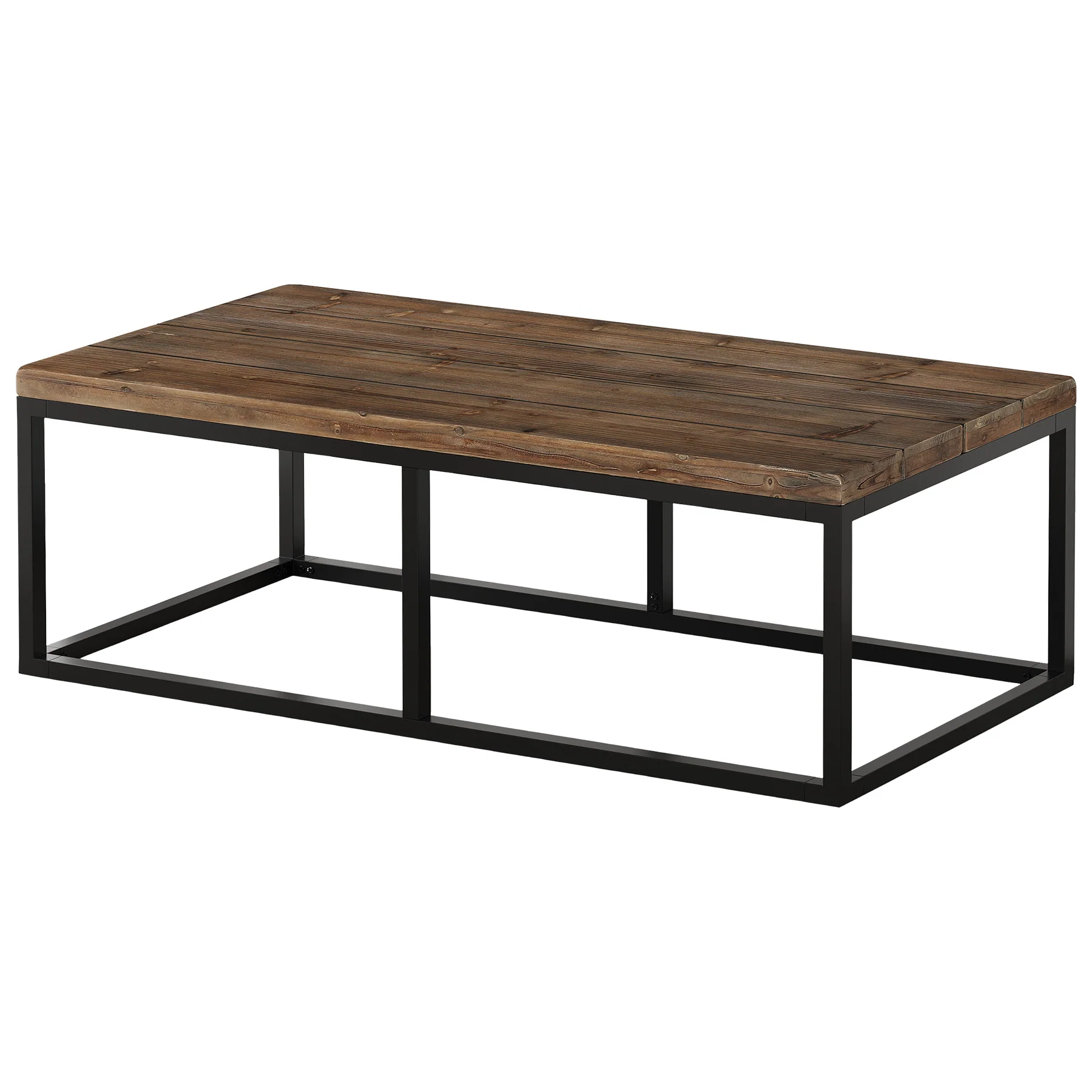 55" Solid Wood Coffee Table, Rectangular Center Table with Steel Frame for Living Room - Image 8