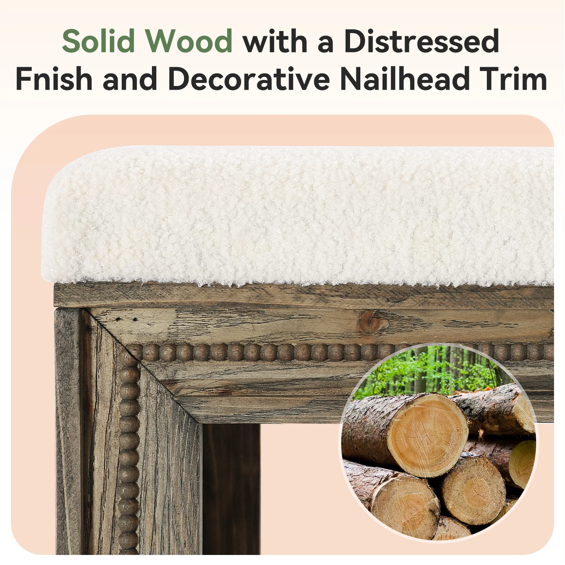 55" Solid Wood Entryway Bench, Upholstered Shoe Bench with Storage Shelf for Hallway - Image 7
