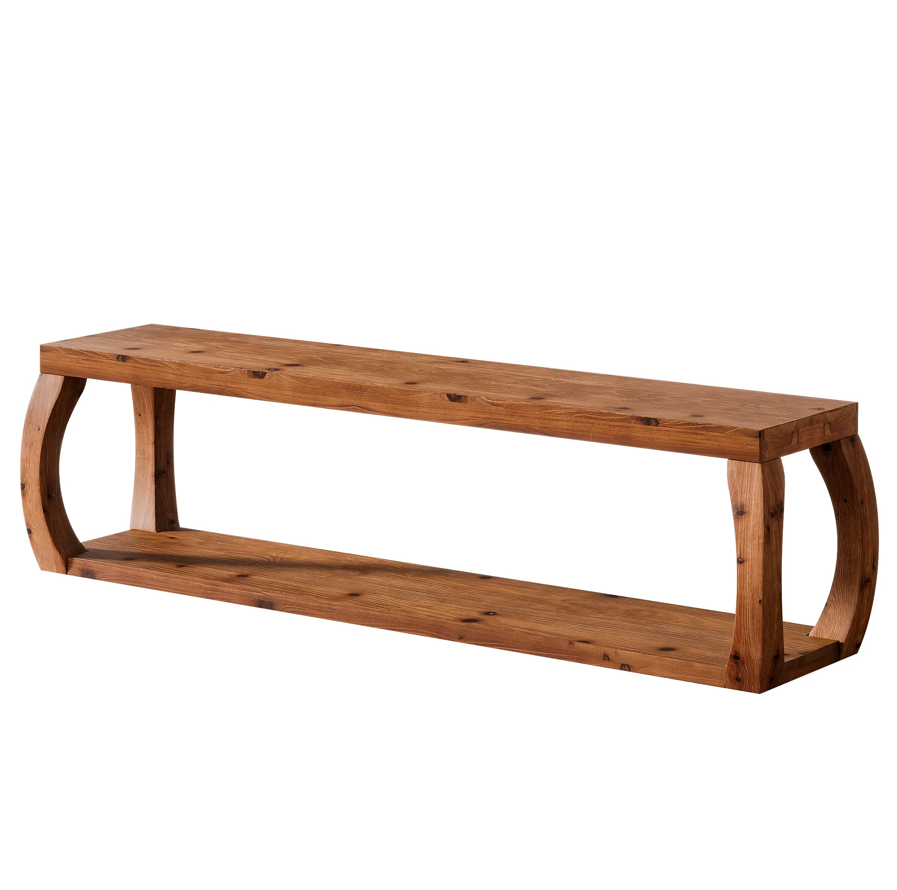59" Solid Wood Entryway Bench,2-Tier Shoe Bench End of Bed Bench with Open Shelves - Image 10