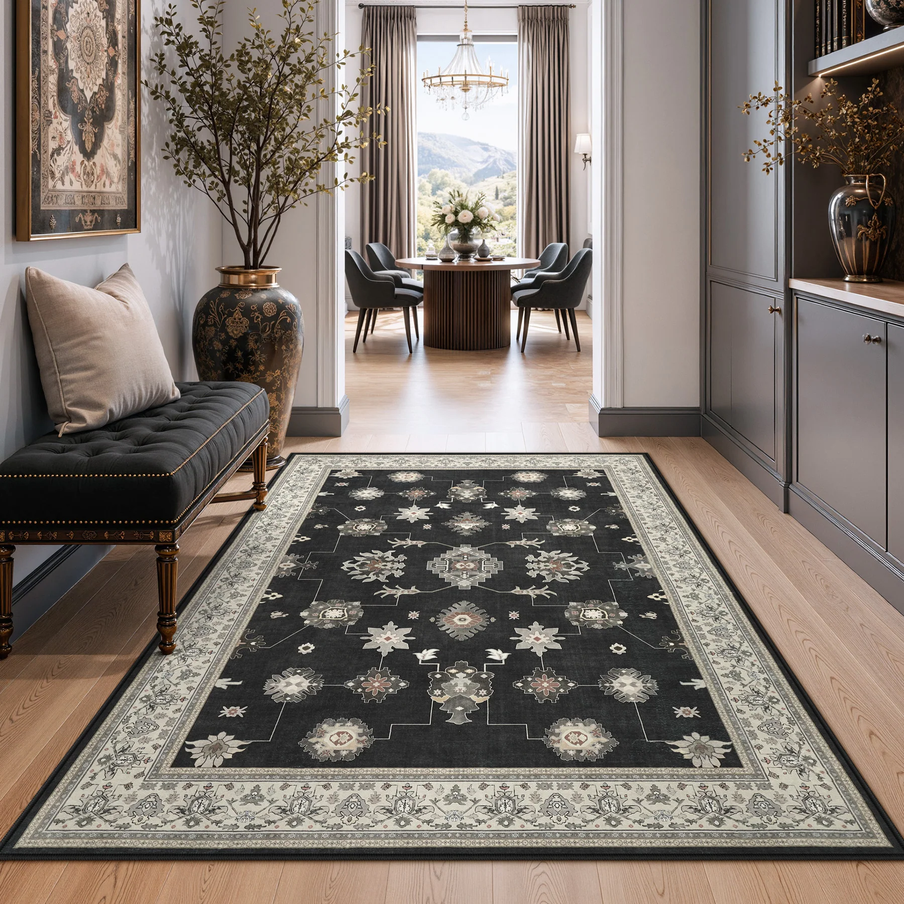 5x7/8x10/9x12 Boho Washable Area Rug, Farmhouse Vintage Ultra Thin Indoor Non-Slip Carpet for Living Room, Oeko-Tex Certified - Image 21