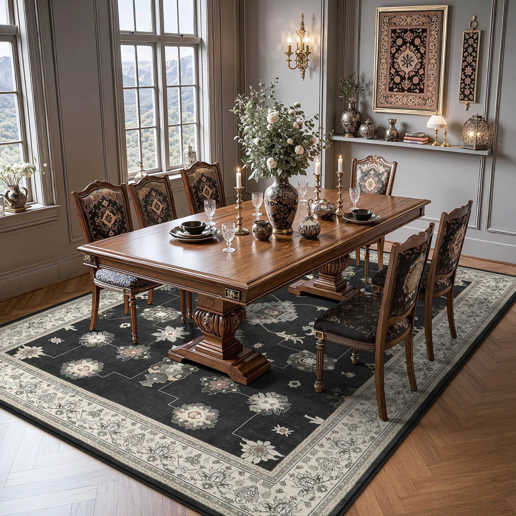 5x7/8x10/9x12 Boho Washable Area Rug, Farmhouse Vintage Ultra Thin Indoor Non-Slip Carpet for Living Room, Oeko-Tex Certified - Image 30