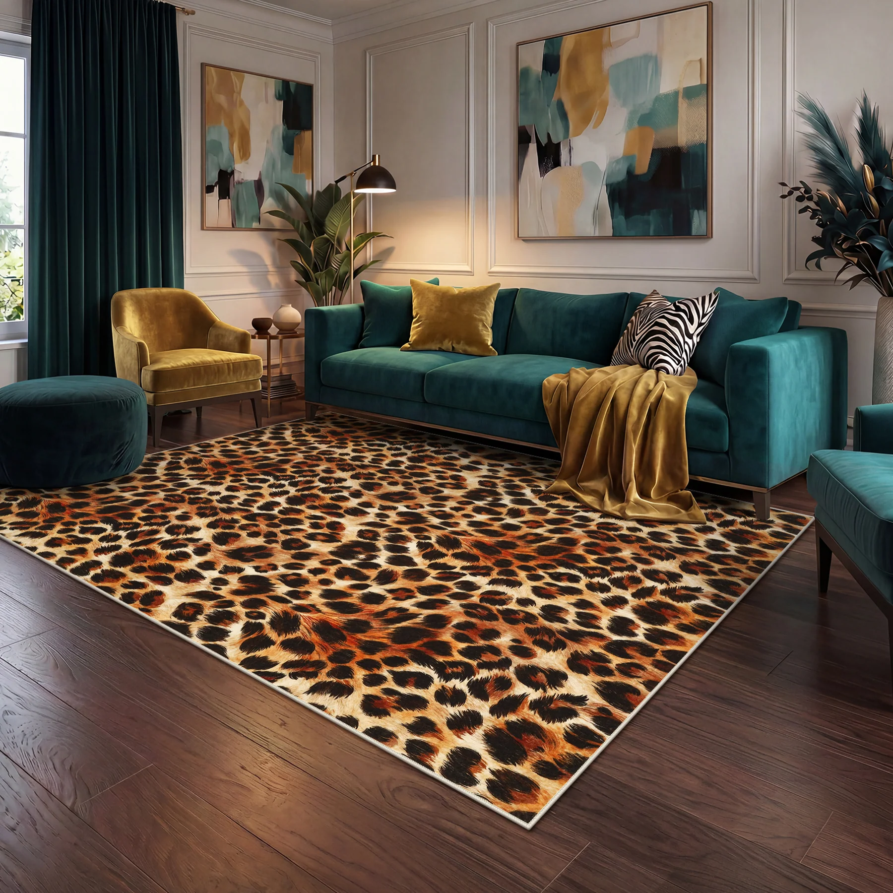 5x7/8x10 Leopard Print Area Rug, Animal Soft Carpet Machine Washable Cheetah Rug for Living Room, Oeko-Tex Certified - Image 16