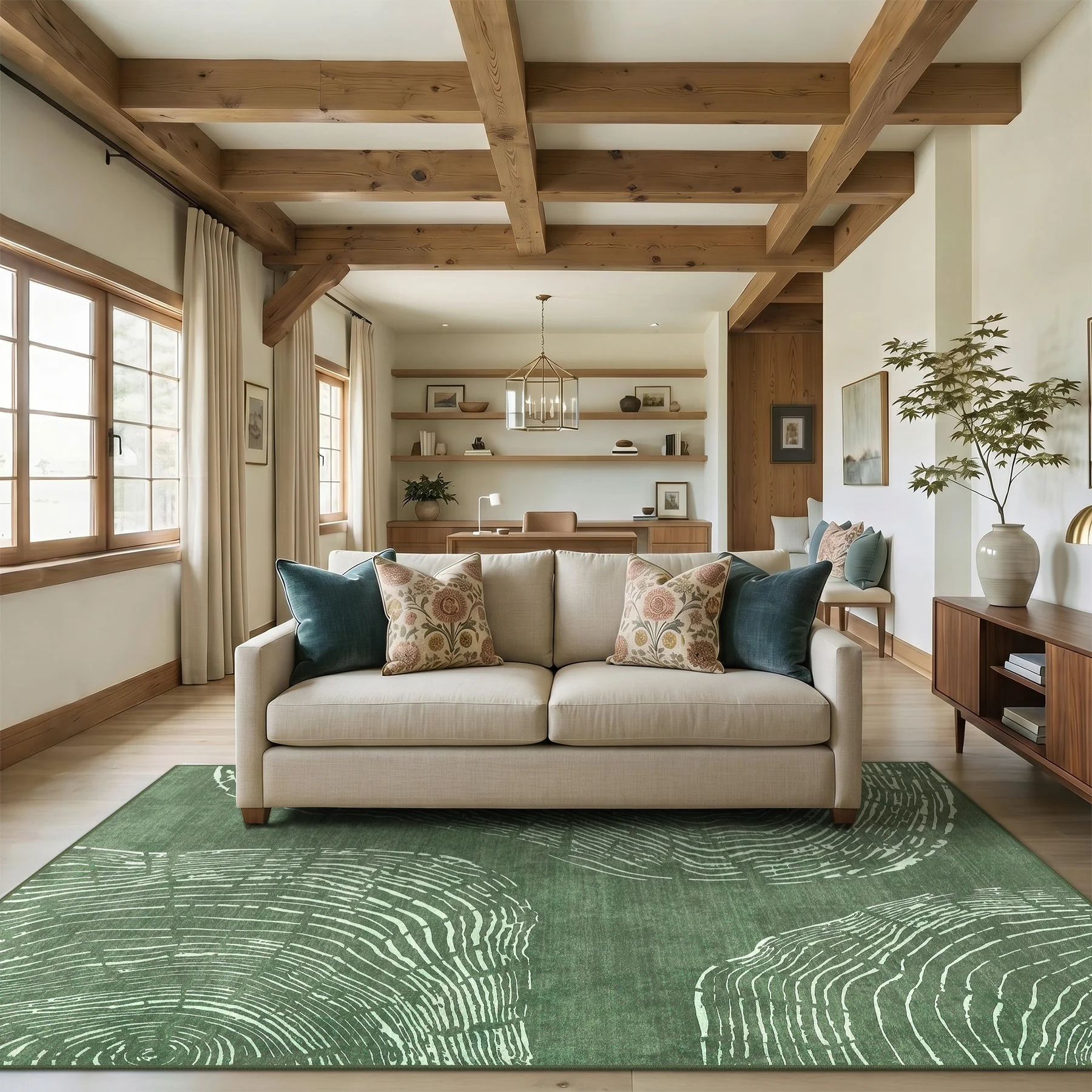 5x7/8x10 Abstract Machine Washable Area Rug, Soft Boho Minimalist Non-Slip Low Pile Carpet, Oeko-Tex Certified - Image 12