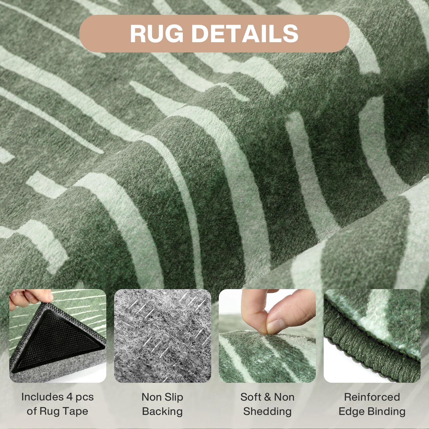 5x7/8x10 Abstract Machine Washable Area Rug, Soft Boho Minimalist Non-Slip Low Pile Carpet, Oeko-Tex Certified - Image 14