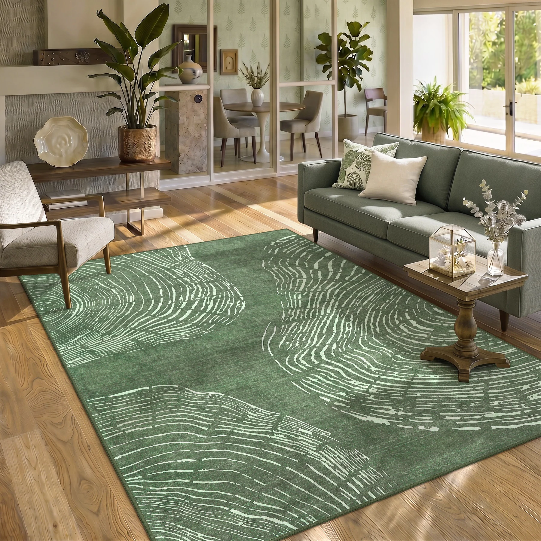 5x7/8x10 Abstract Machine Washable Area Rug, Soft Boho Minimalist Non-Slip Low Pile Carpet, Oeko-Tex Certified - Image 5