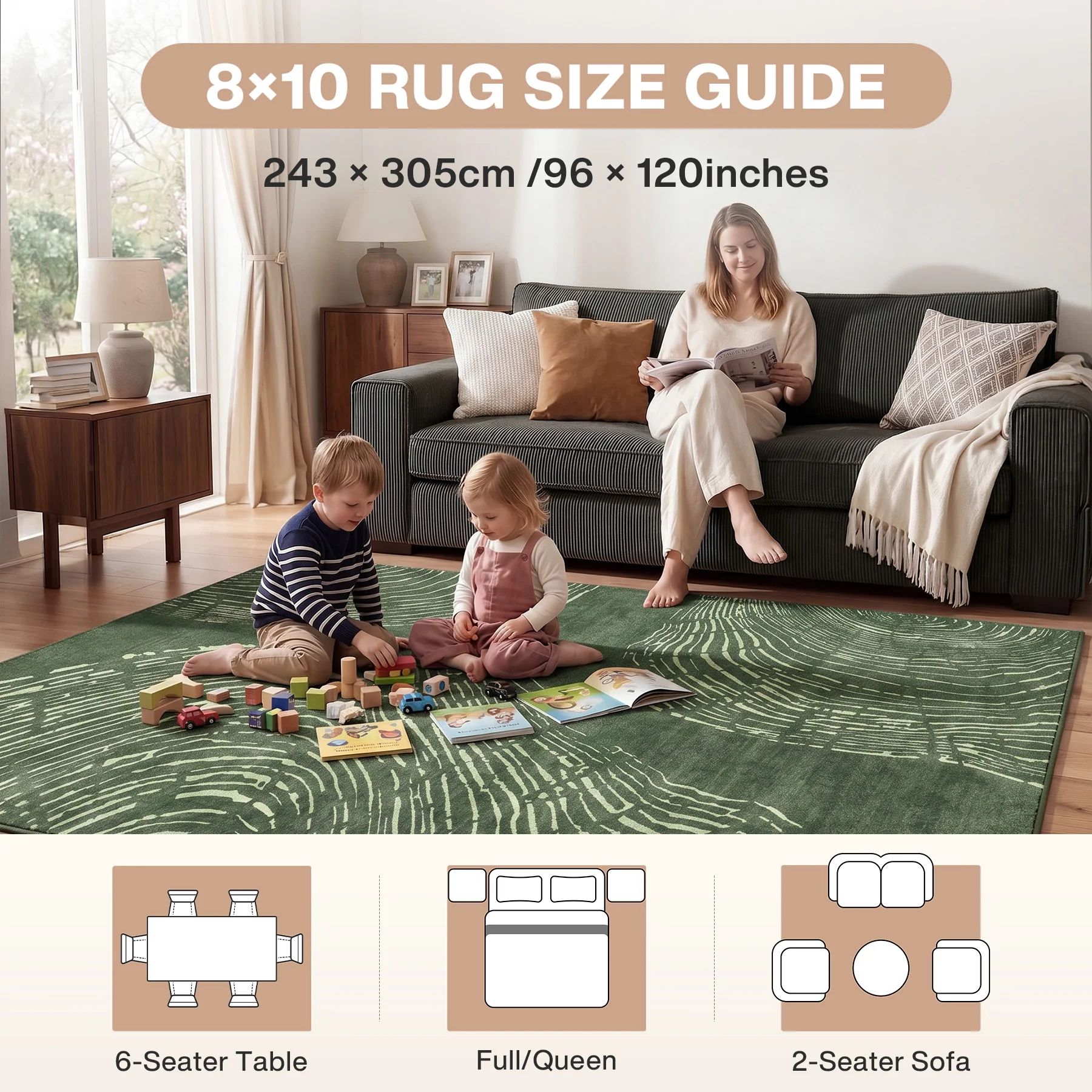 5x7/8x10 Abstract Machine Washable Area Rug, Soft Boho Minimalist Non-Slip Low Pile Carpet, Oeko-Tex Certified - Image 8