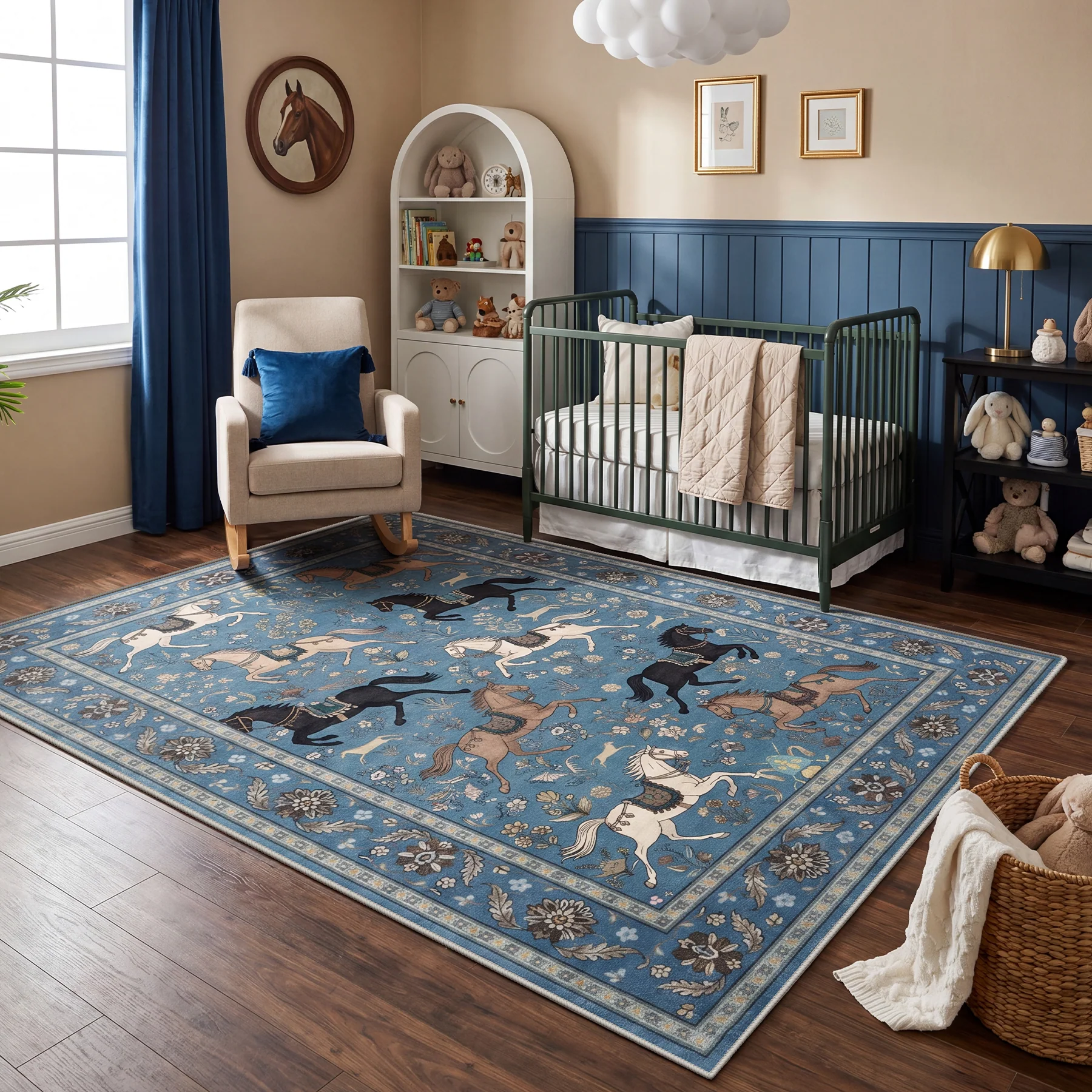 5x7 Boho Horse Print Area Rug, Vintage Animal Washable Non-Slip Carpet with Tassels, Oeko-Tex Certified - Image 15