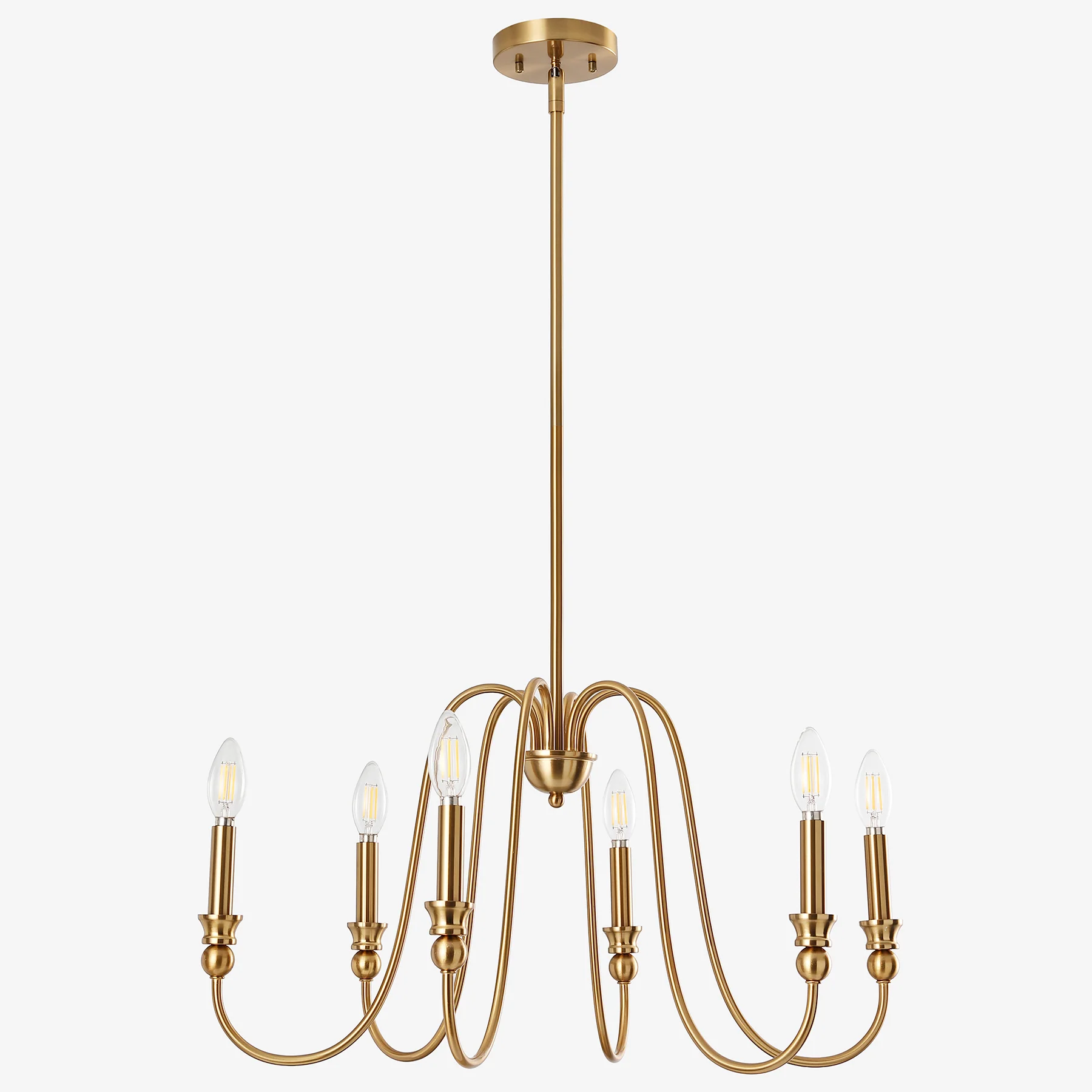 6-Light Chandelier, Modern Adjustable Ceiling Pendant Light Fixture with U-Shaped Arms - Image 11
