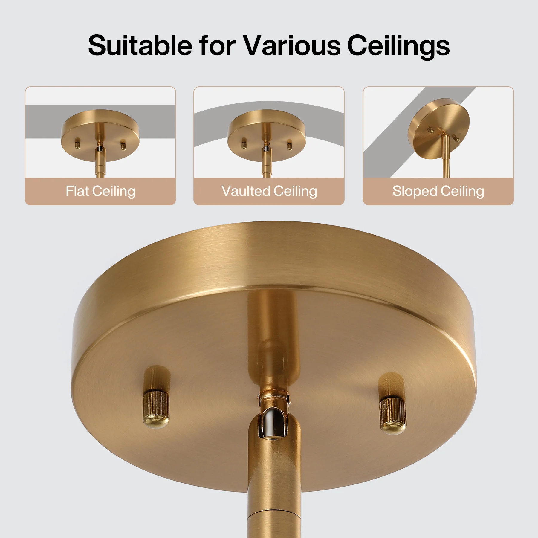 6-Light Chandelier, Modern Adjustable Ceiling Pendant Light Fixture with U-Shaped Arms - Image 6