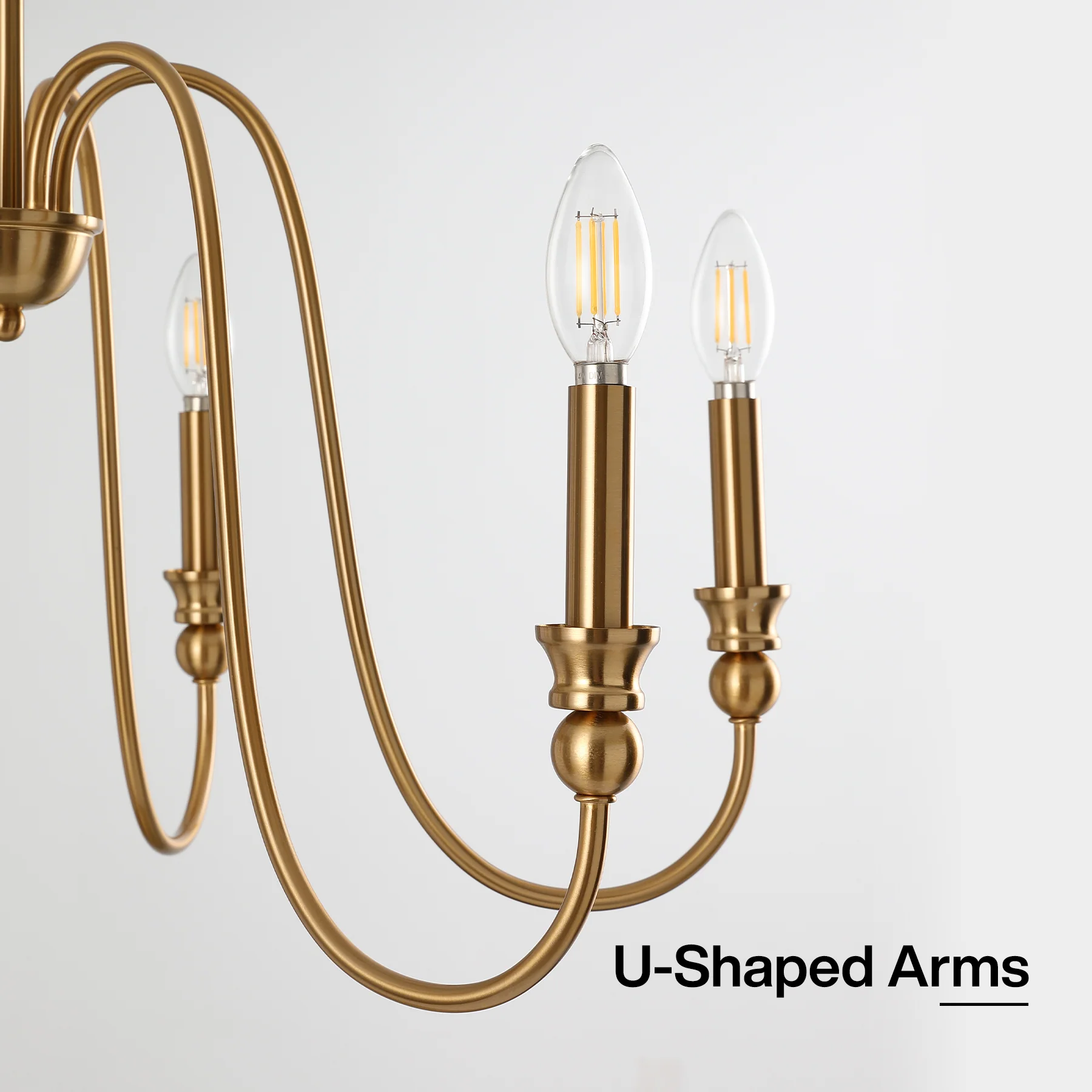 6-Light Chandelier, Modern Adjustable Ceiling Pendant Light Fixture with U-Shaped Arms - Image 7
