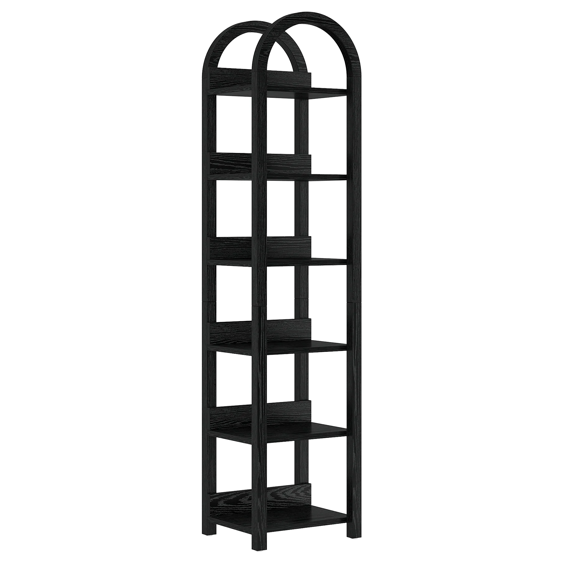 71" Tall and Narrow Bookshelf, 6-Tier Arched Bookcase Open Storage Rack - Image 10