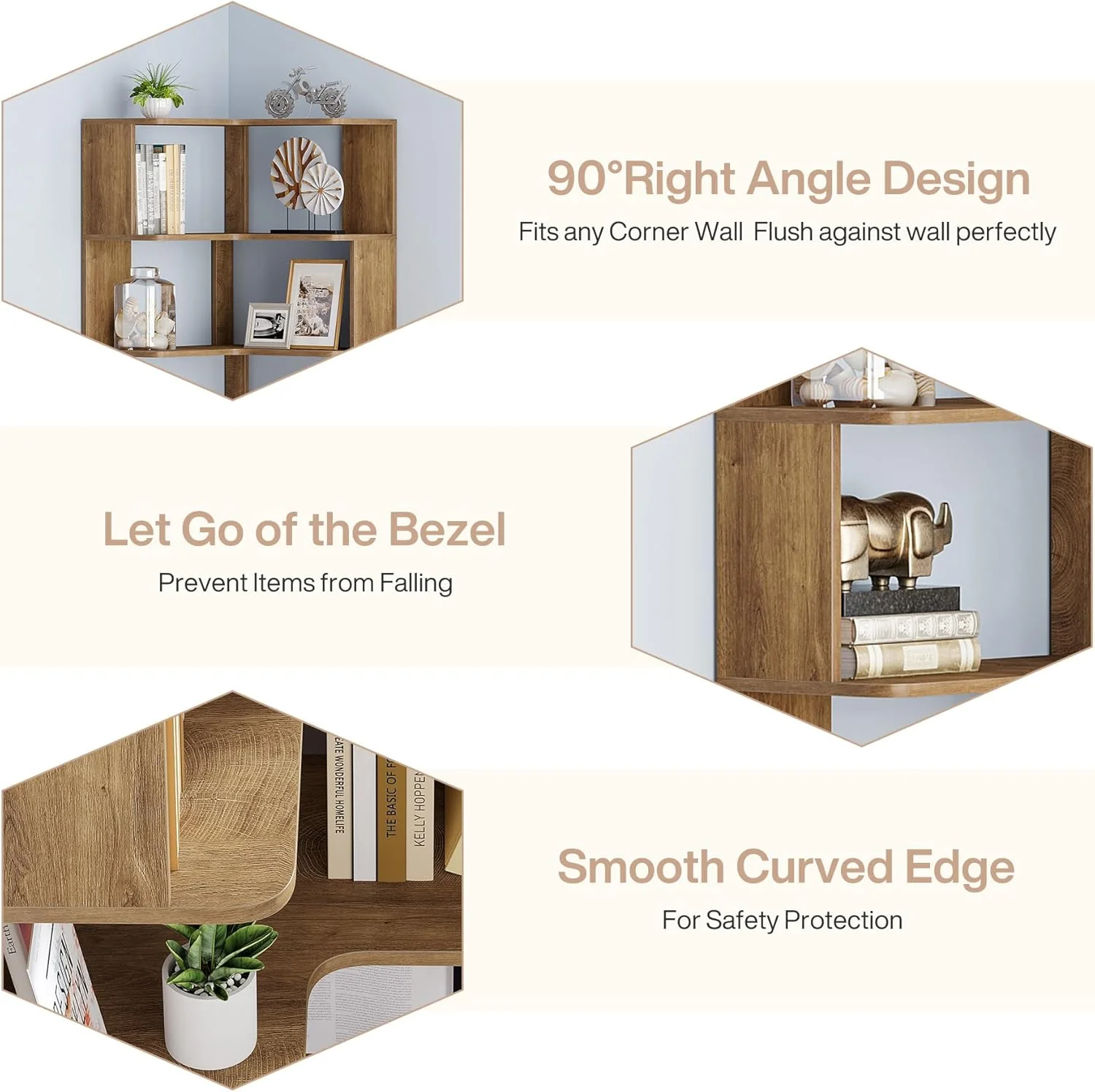 65" Tall L-Shaped Bookshelf, 6-Tier Corner Bookcase Display Rack with Anti-Drop Panel - Image 8