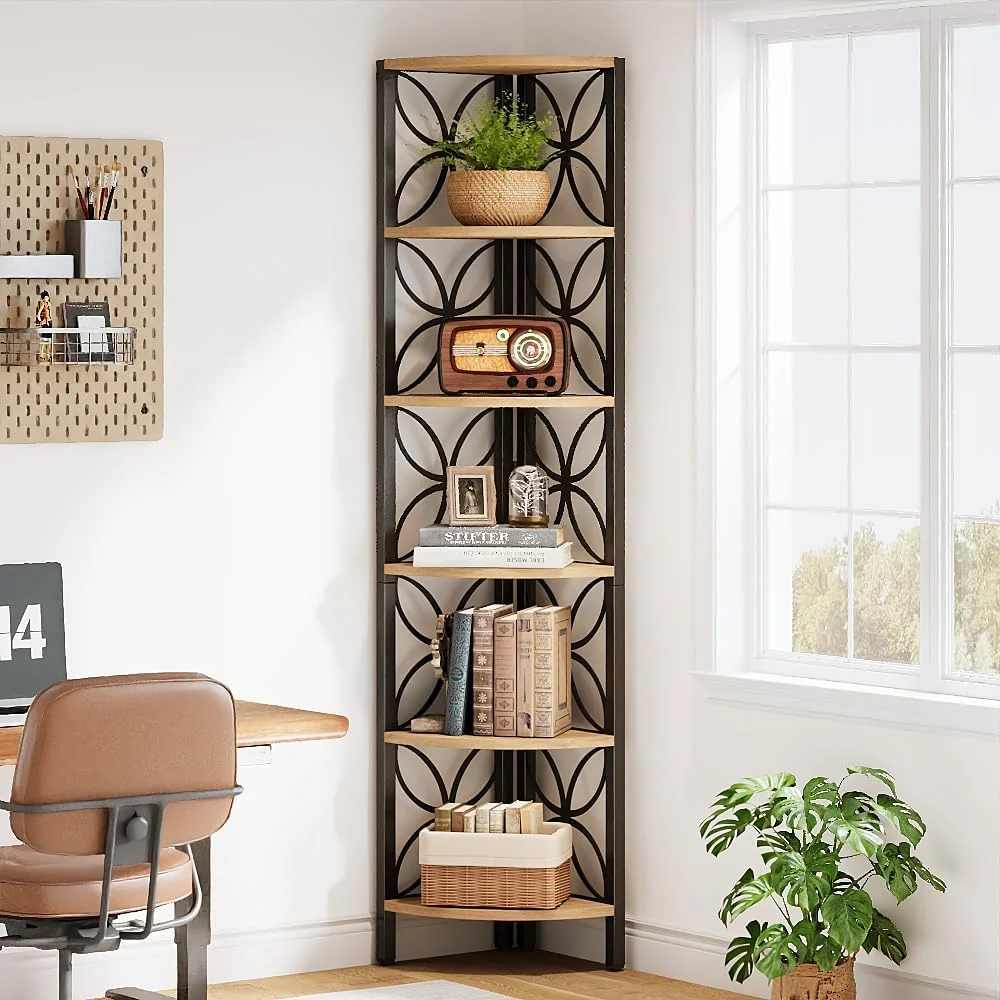 70.8" Corner Shelf, 6-Tier Corner Bookshelf Display Shelf Storage Rack - Image 10