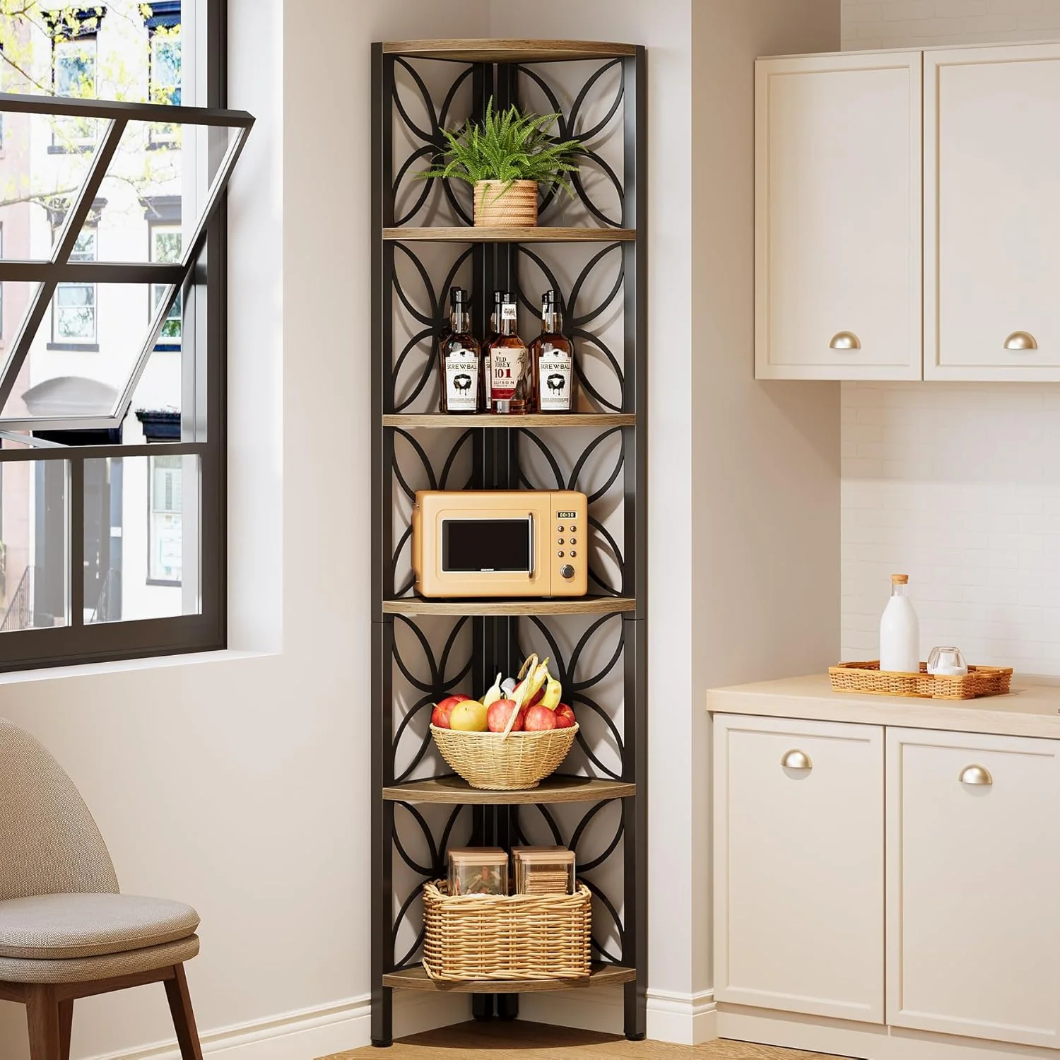 70.8" Corner Shelf, 6-Tier Corner Bookshelf Display Shelf Storage Rack - Image 3