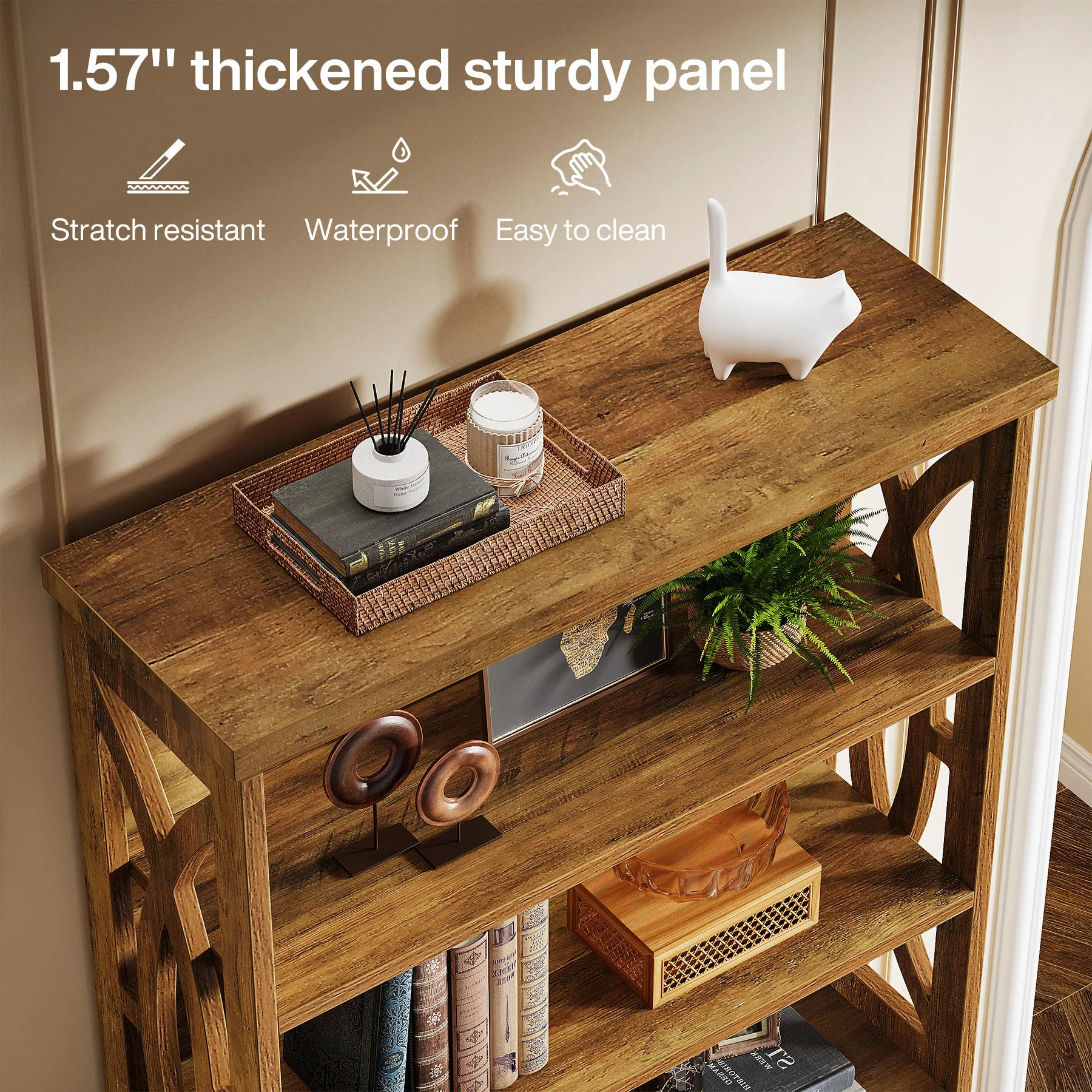 71" Wooden Bookshelf, 6-Tier Freestanding Bookcase Display Shelves - Image 7