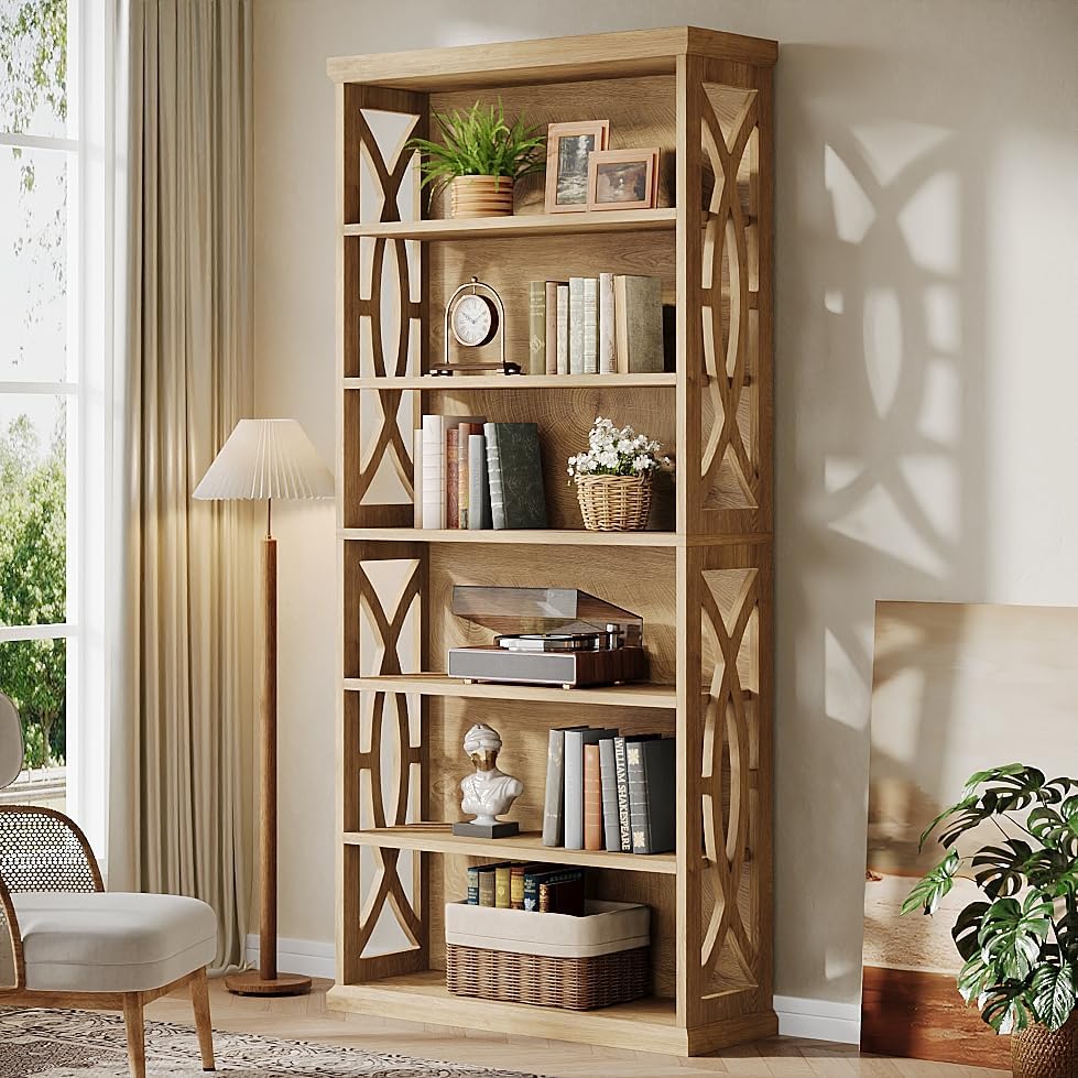 71" Wooden Bookshelf, 6-Tier Freestanding Bookcase Display Shelves - Image 9