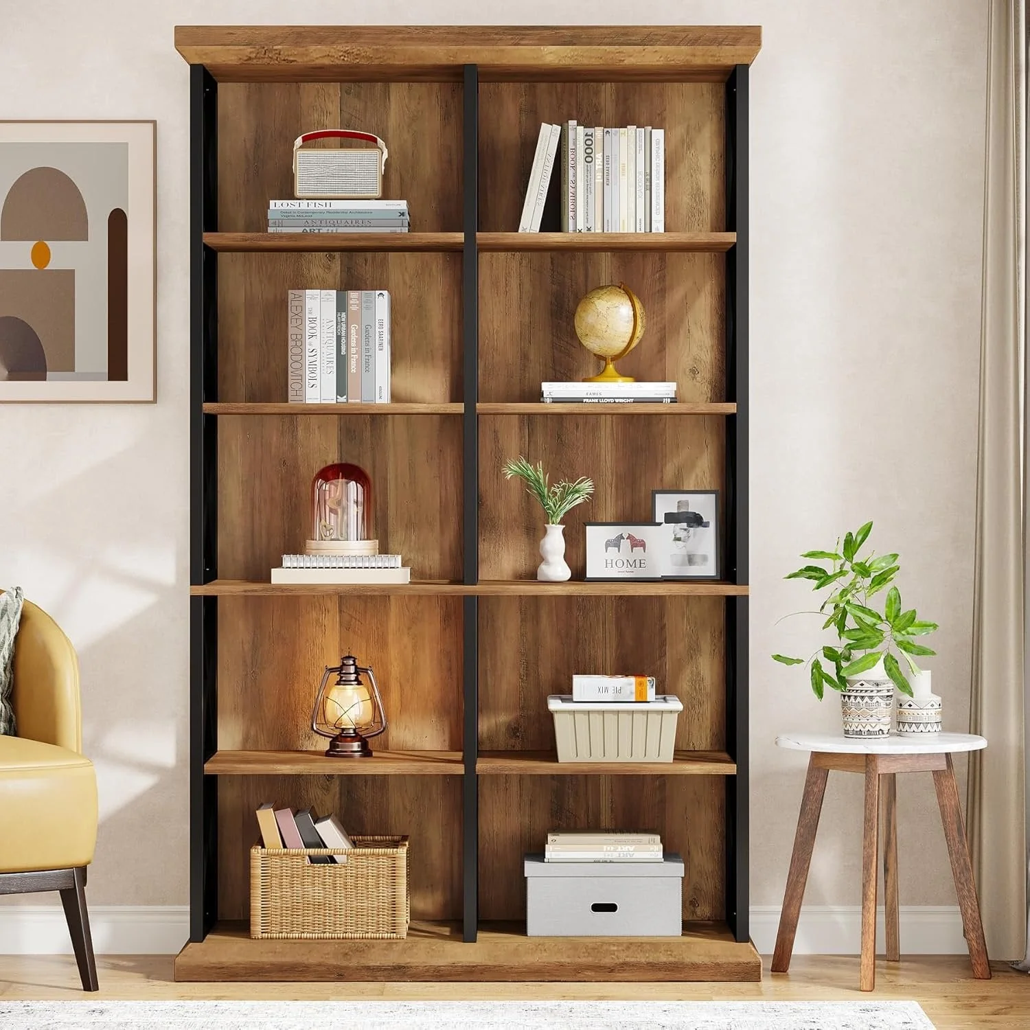 75" Tall Bookcase, 6-Tier Industrial Bookshelf Display Storage Etagere for Home Office - Image 3