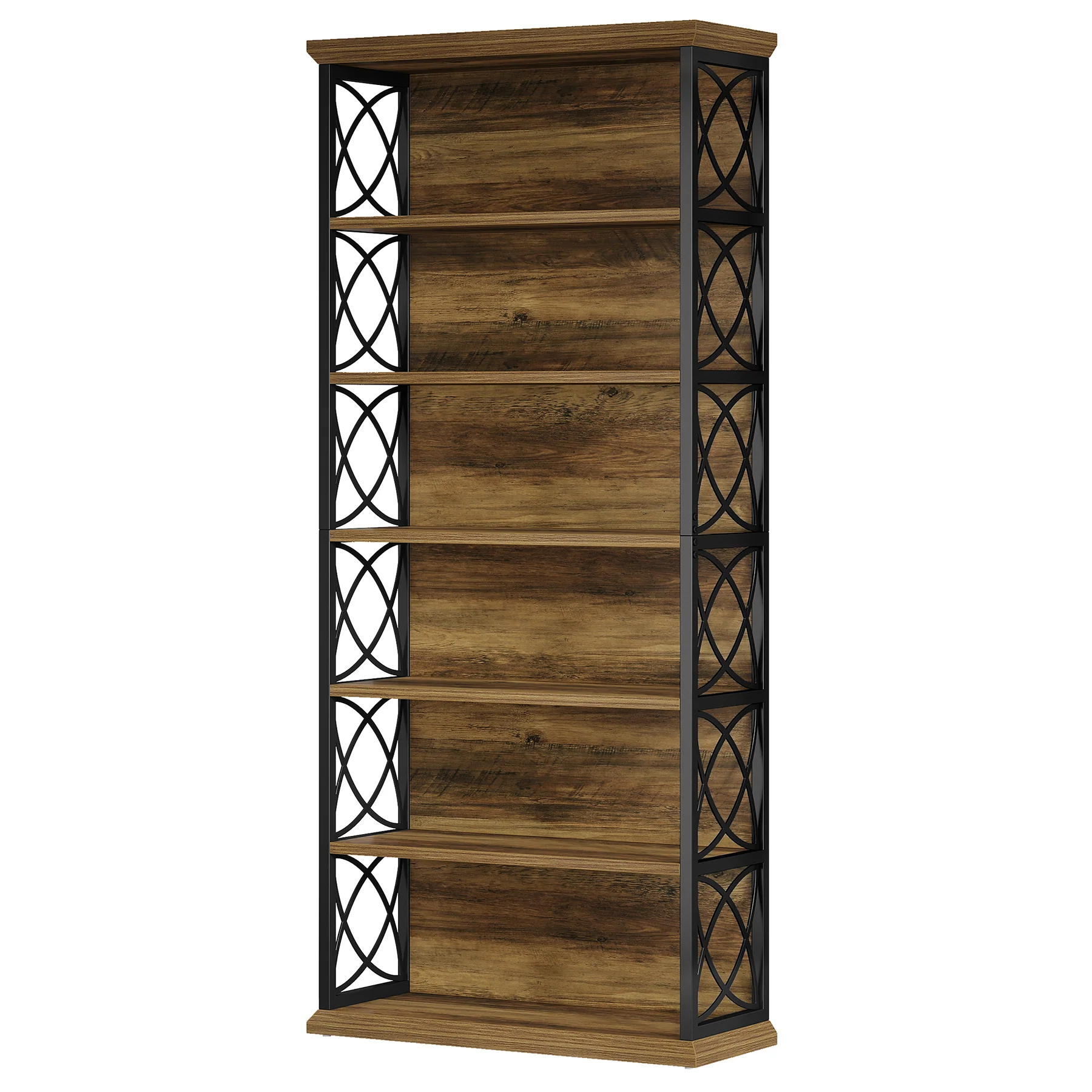 72" Tall Bookshelf, 6-Tier Industrial Etagere Bookcase with Open Storage Shelves - Image 11