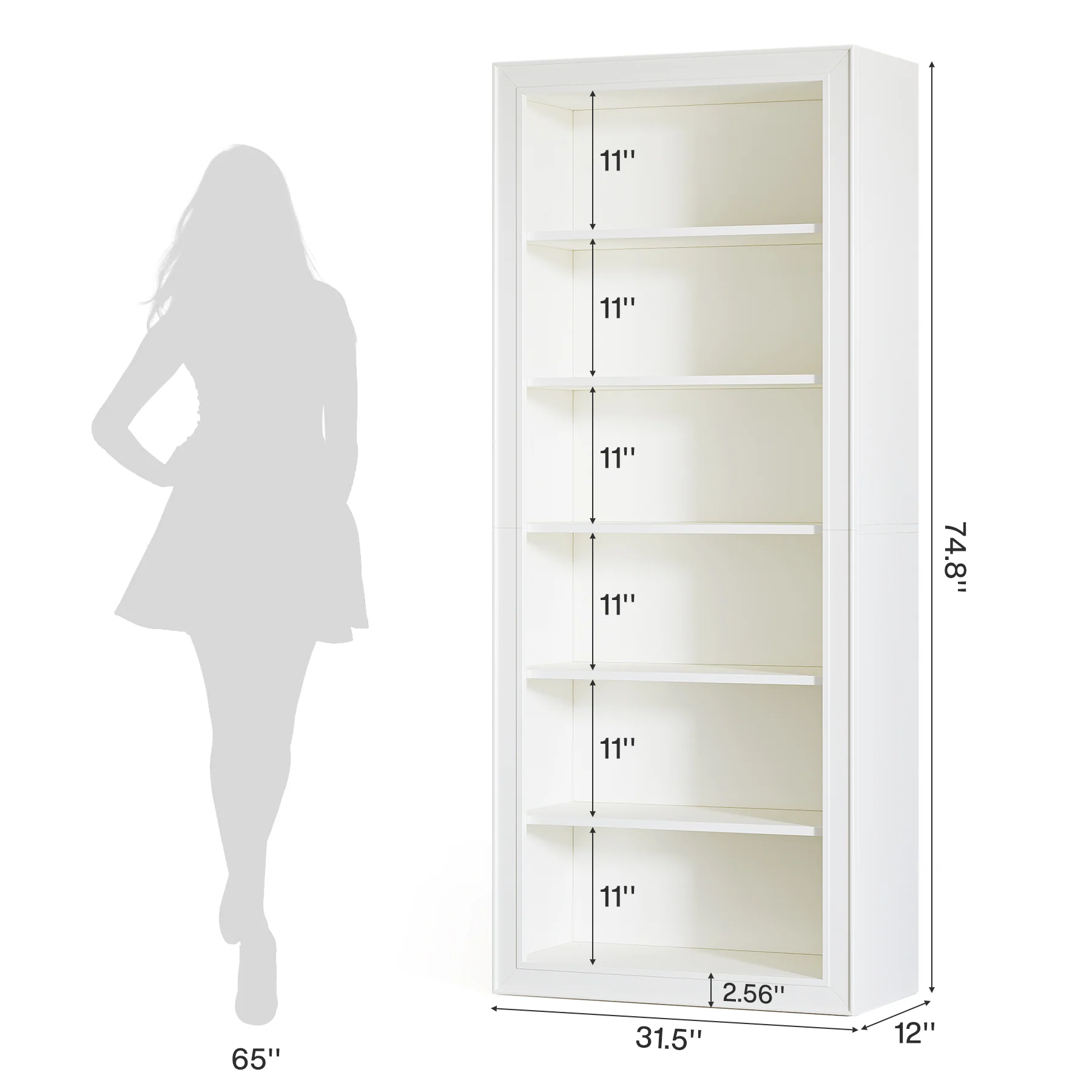 75" Bookcase, 6-Tier Modern Bookshelf Open Display Storage Shelves - Image 2