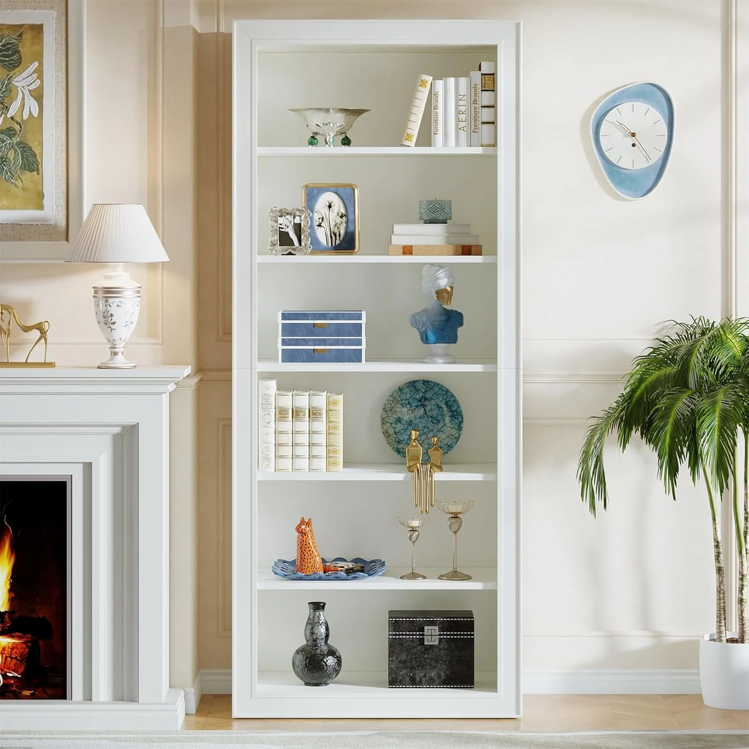 75" Bookcase, 6-Tier Modern Bookshelf Open Display Storage Shelves - Image 4