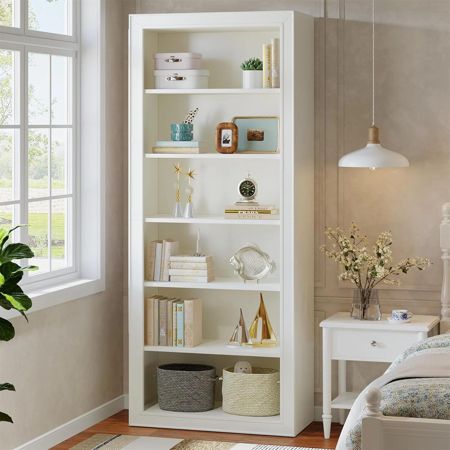 75" Bookcase, 6-Tier Modern Bookshelf Open Display Storage Shelves - Image 5