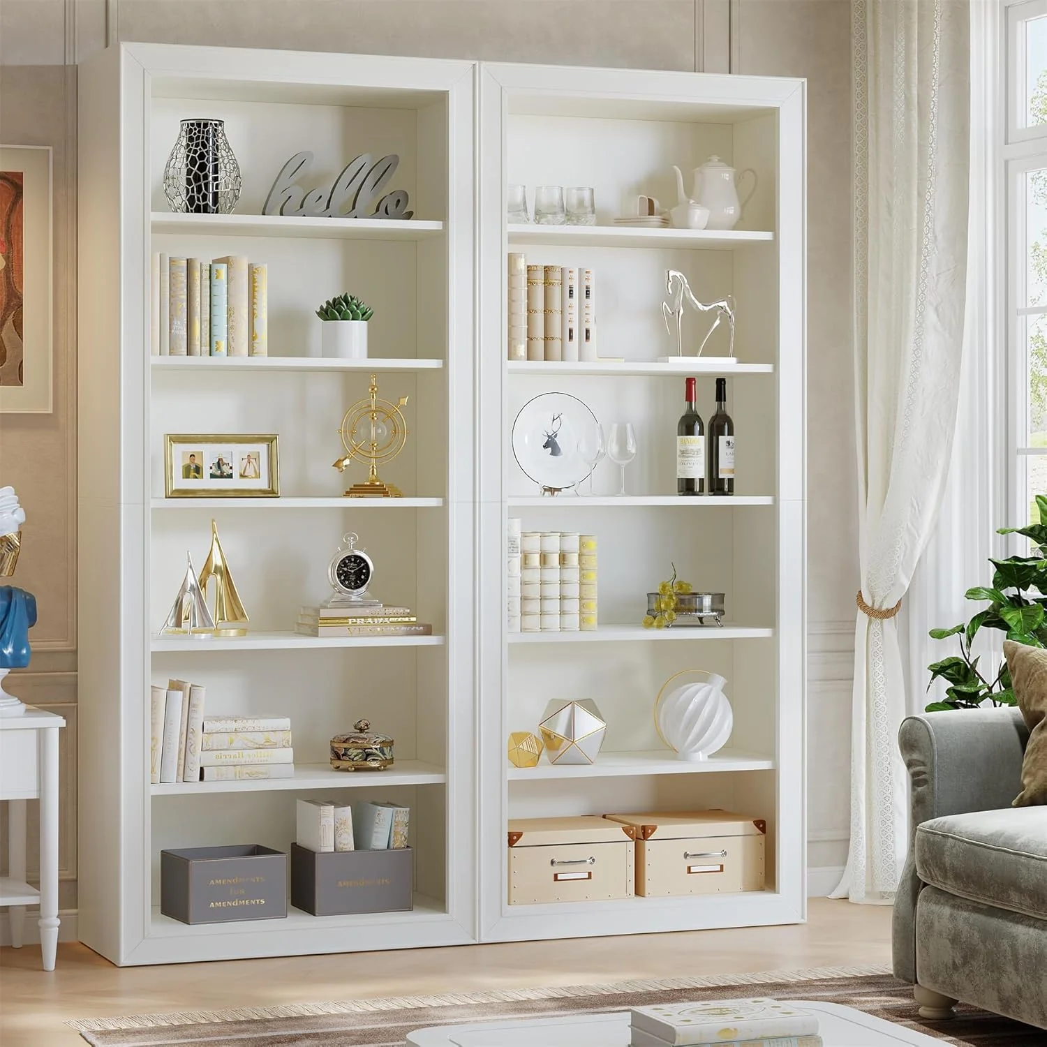75" Bookcase, 6-Tier Modern Bookshelf Open Display Storage Shelves - Image 6