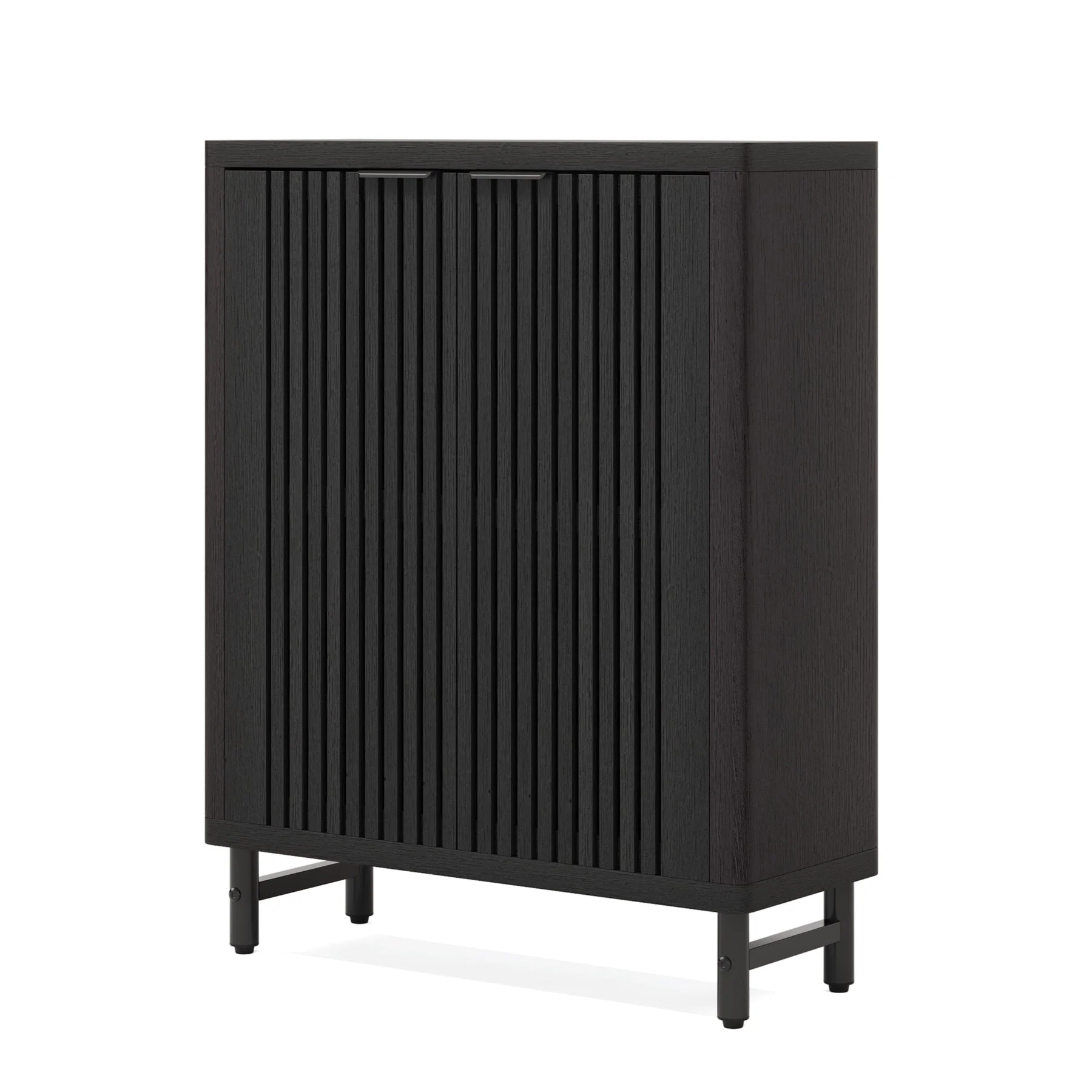 6-Tier Wooden Shoe Cabinet with Louvered Doors & Adjustable Shelves - Image 9