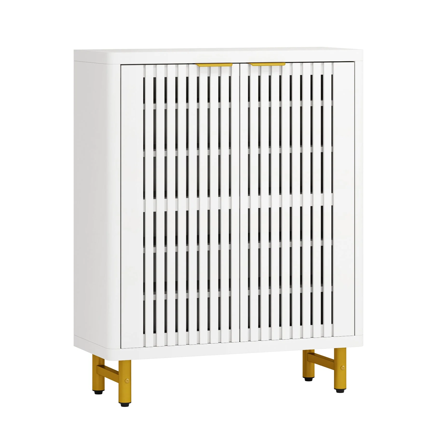 6-Tier Wooden Shoe Cabinet with Louvered Doors & Adjustable Shelves - Image 13
