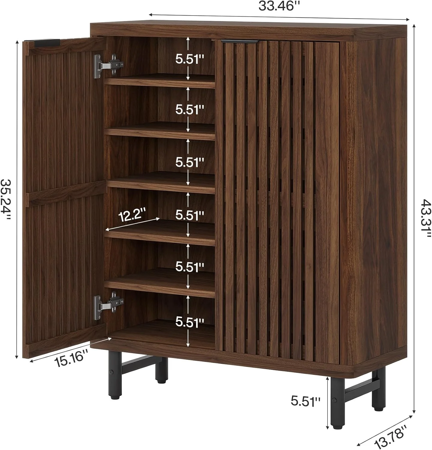 Modern Shoe Cabinet, 6-Tier Rack Organizer with Adjustable Shelves - Image 2