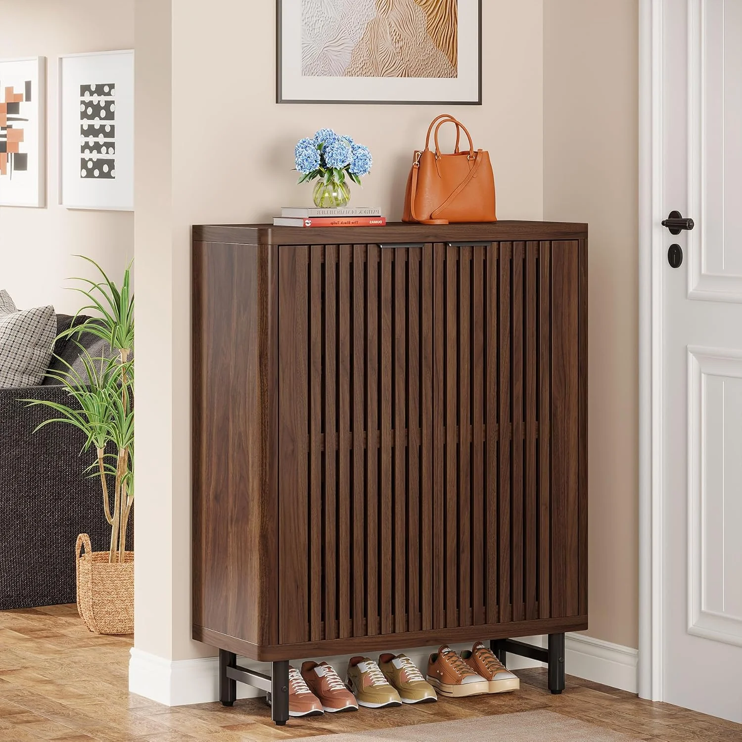 Modern Shoe Cabinet, 6-Tier Rack Organizer with Adjustable Shelves - Image 3