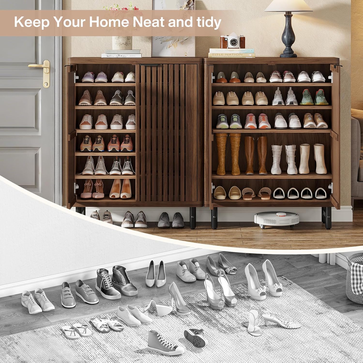 Modern Shoe Cabinet, 6-Tier Rack Organizer with Adjustable Shelves - Image 7