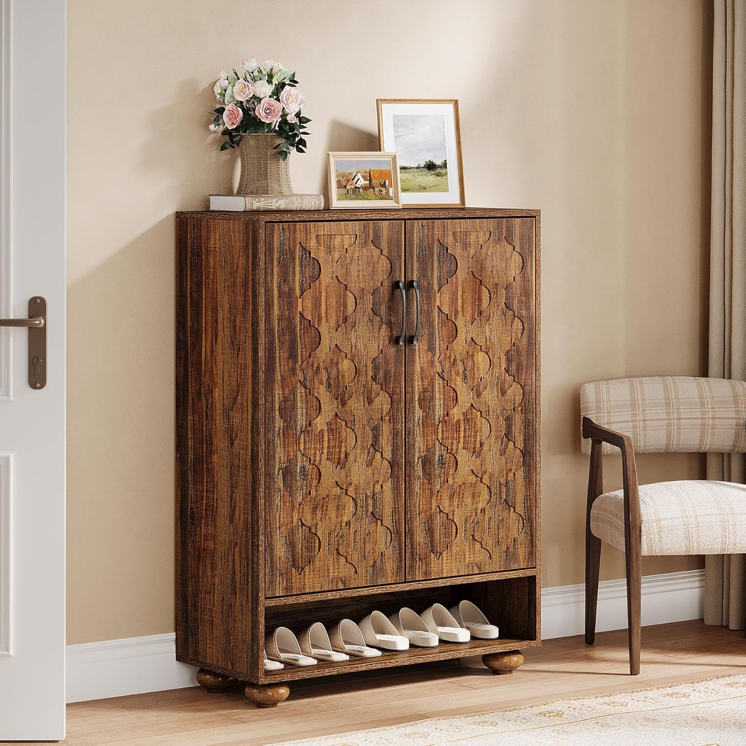 31.5" Shoe Cabinet, 6-Tier Shoe Rack Storage Cabinet with Adjustable Shelves - Image 5